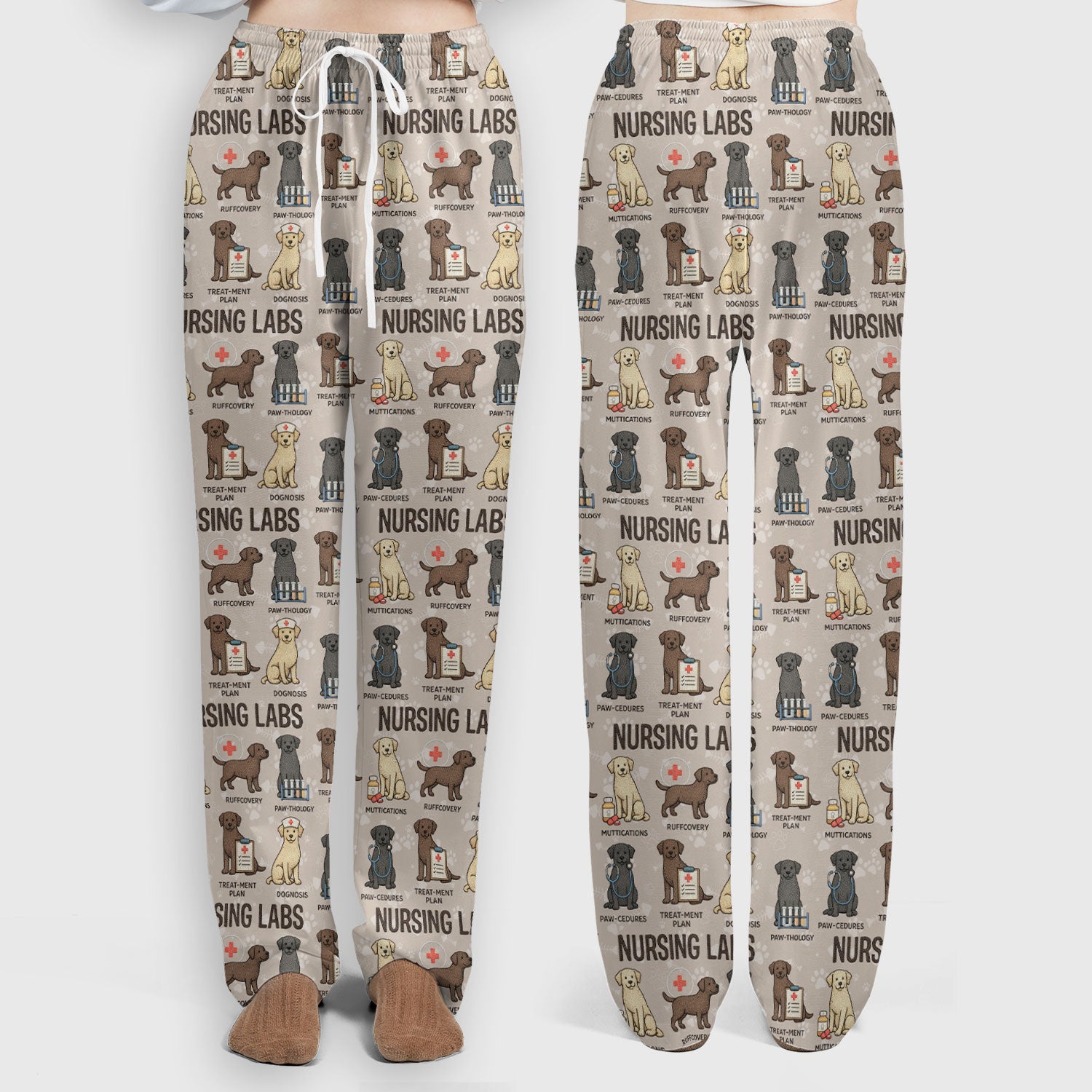 Playful Nursing Labs Dog Pattern Scrub Set, Nurse Uniform Scrubs Set