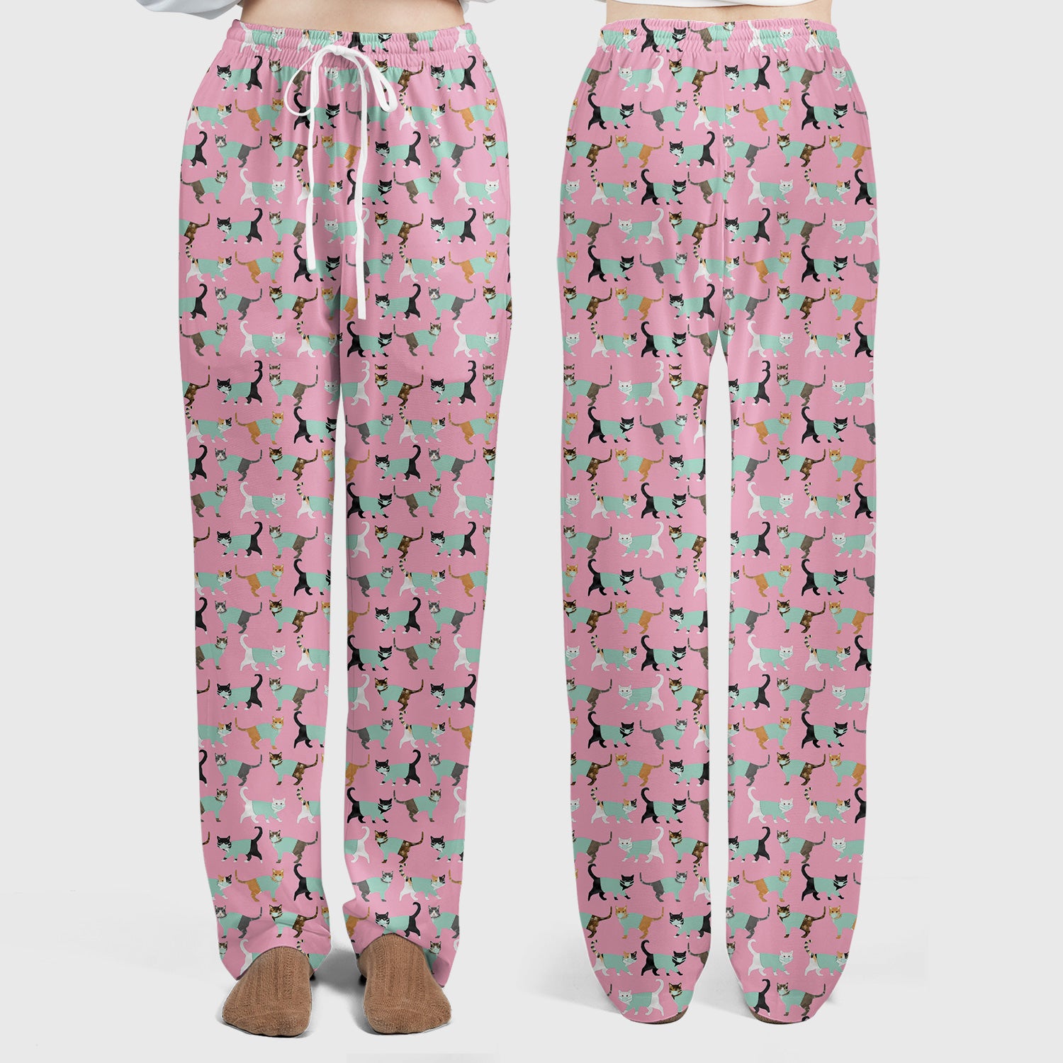 Playful Cat Nurse All Over Print Scrub Set, Scrub Pants and V Neck Top