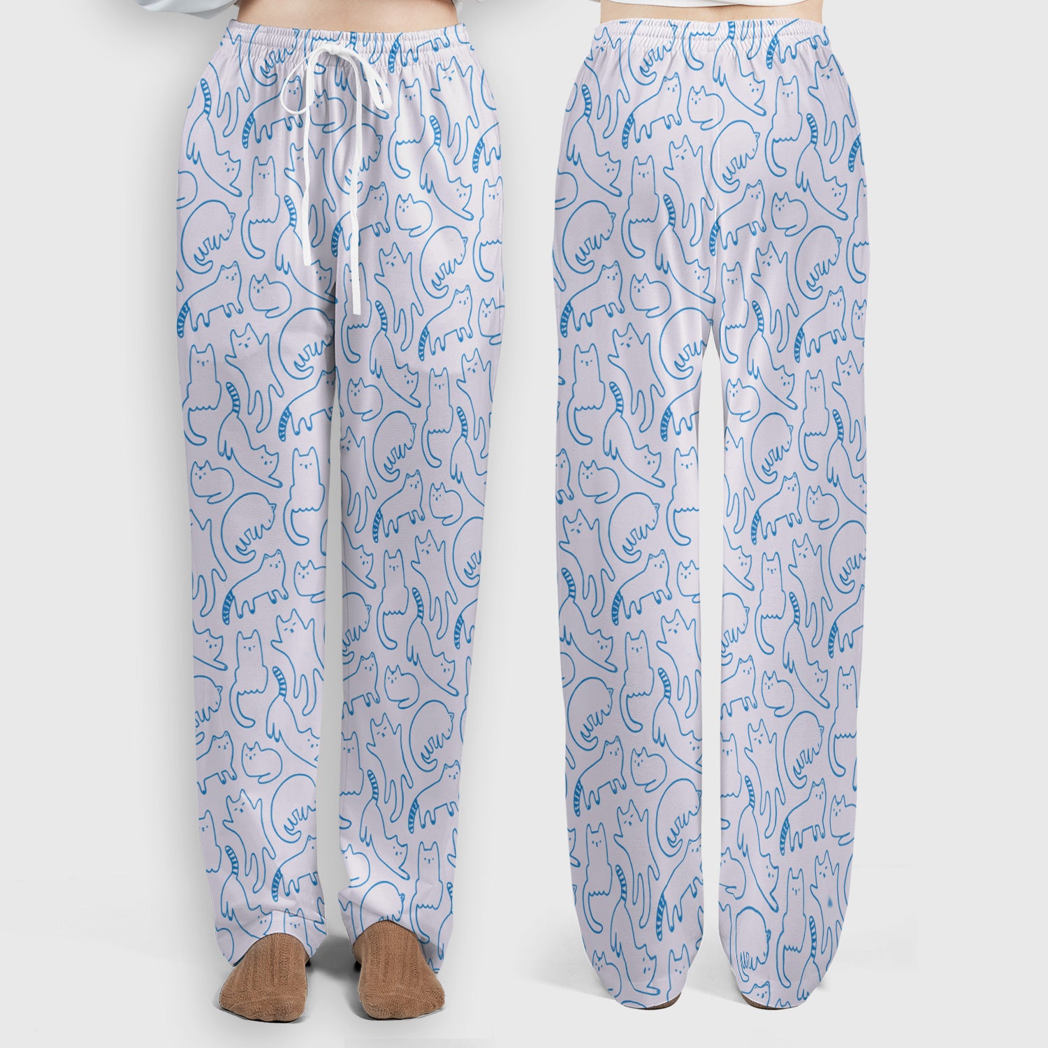 Artistic Cat Pattern Medical Scrub Set, Breathable Fabrics Nursing Uniform