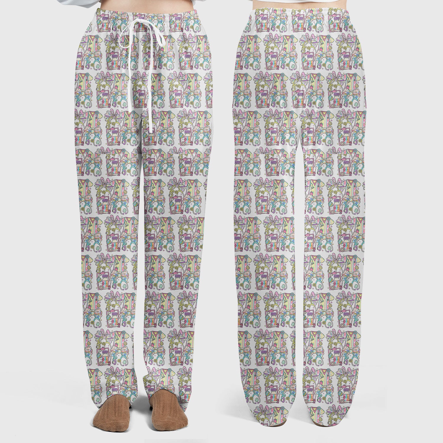 Colorful Nurse Scrub Supplies Pattern Scrub Set, Scrub Pants and V Neck Top