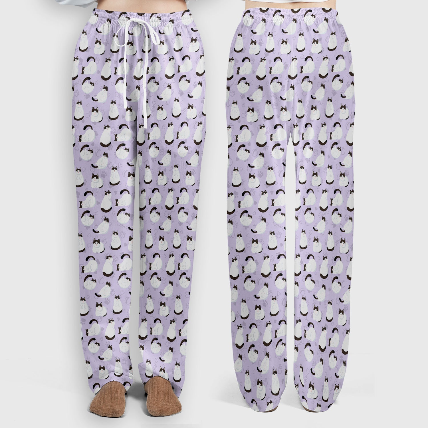 Cute Cat Pattern Medical Scrub Set, Breathable Fabrics Nursing Uniform