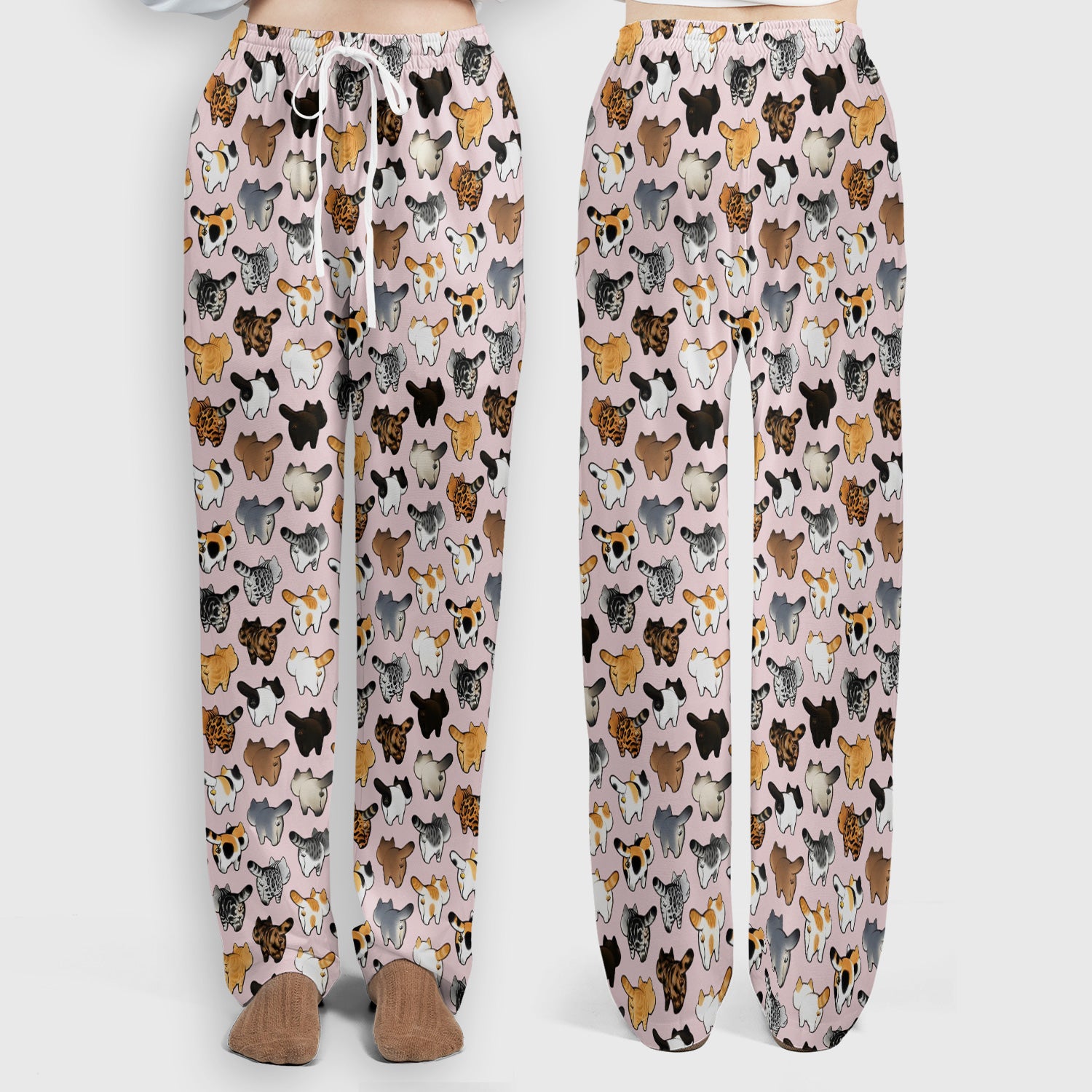 Cat Butt Pattern Medical Scrub Set, Breathable Fabrics Nursing Uniform