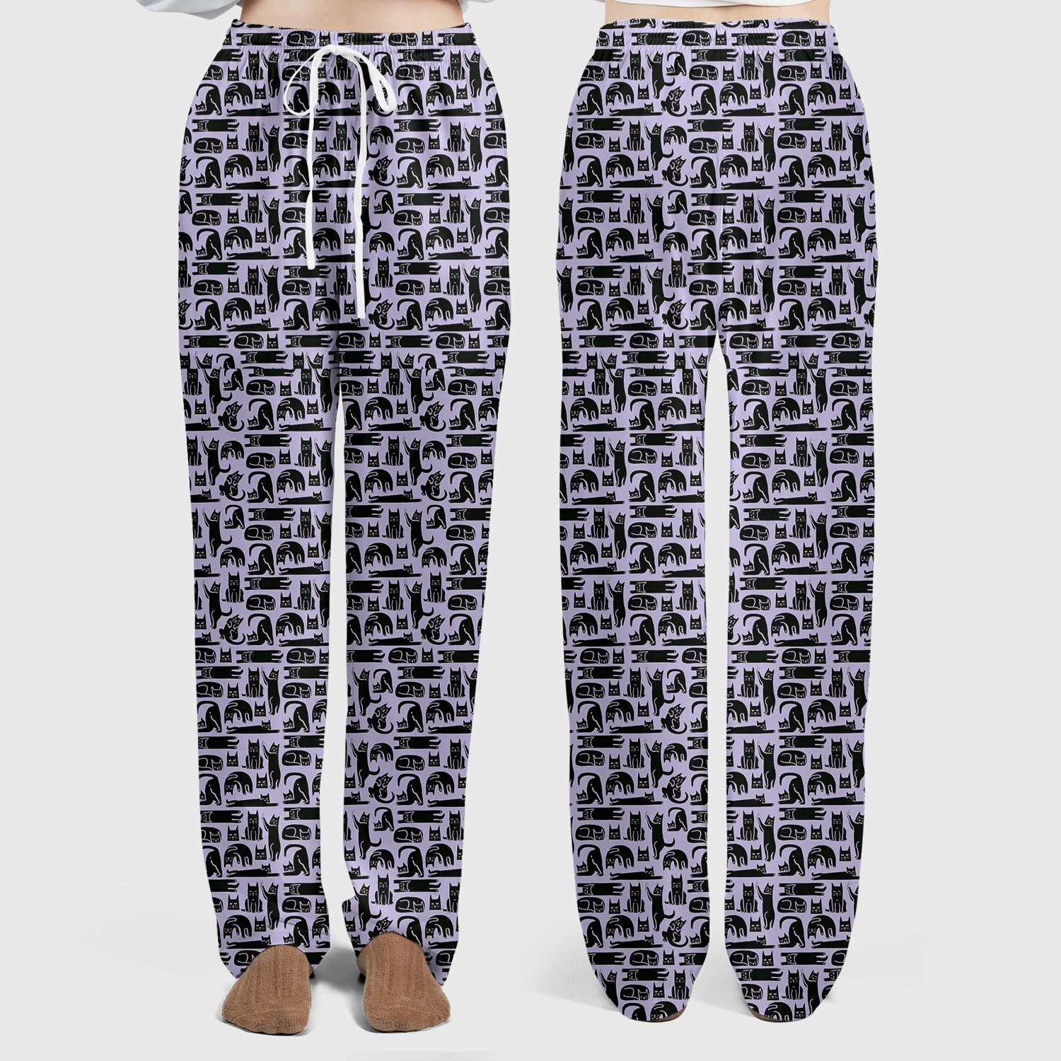 Cute Funny Cat Poses Print Scrub Sets, Scrub Pants and V Neck Top
