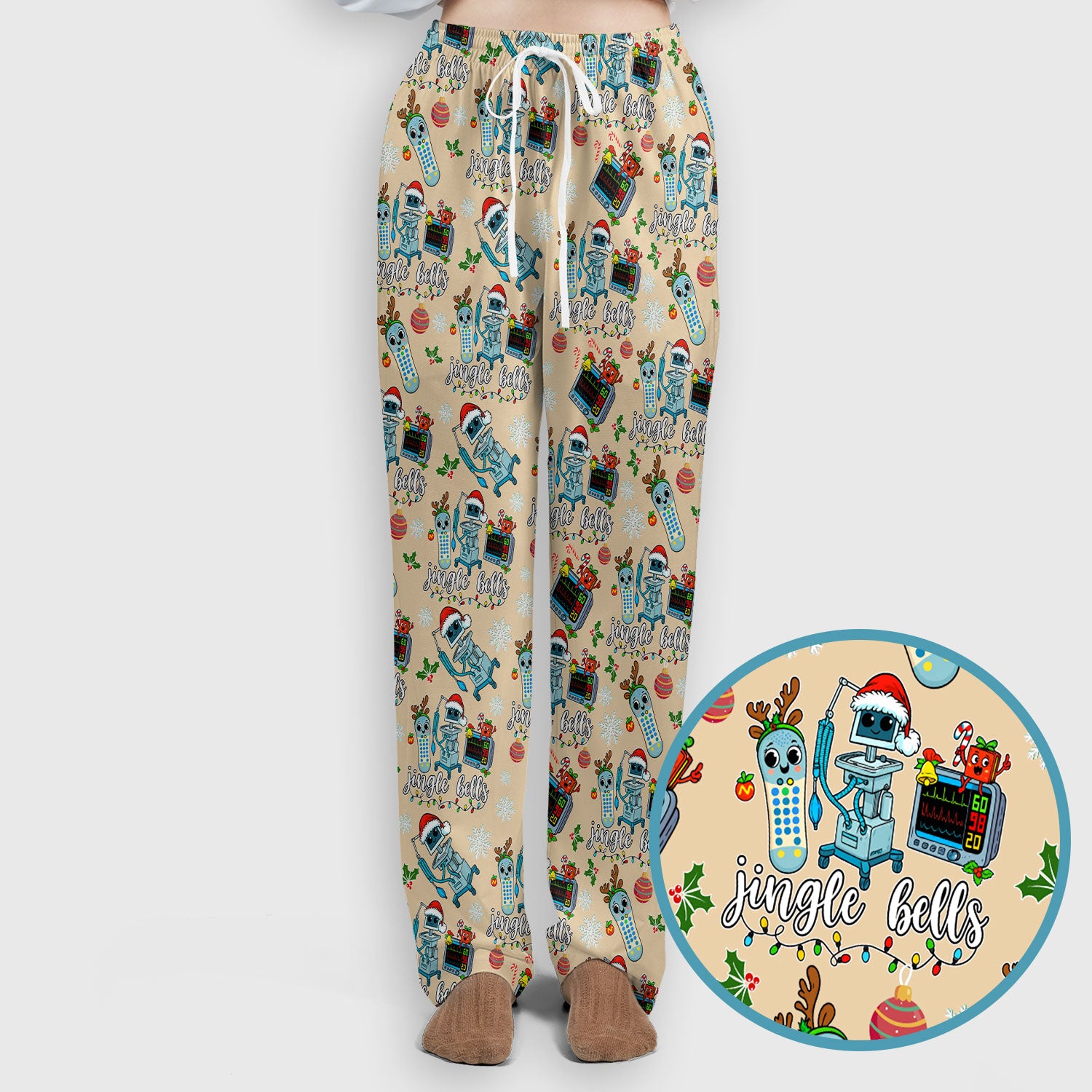 Funny Xmas Women's Scrub Sets - Jingle Bells Holiday Med Uniform -  Christmas Scrub Pants and V Neck Top for RN LPN CNA
