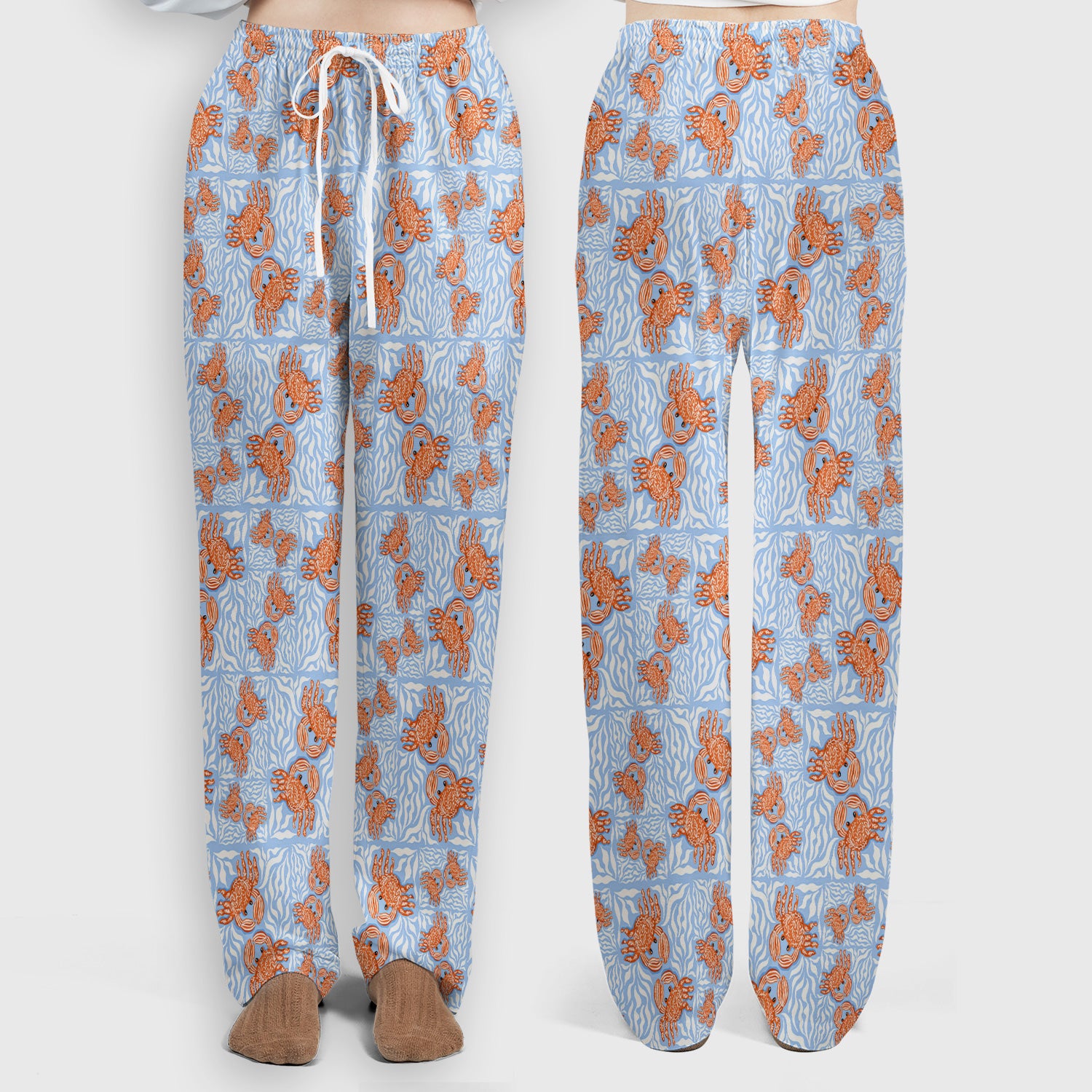 Cute Coastal Crab Print Scrub Set, Women's Scrub Sets