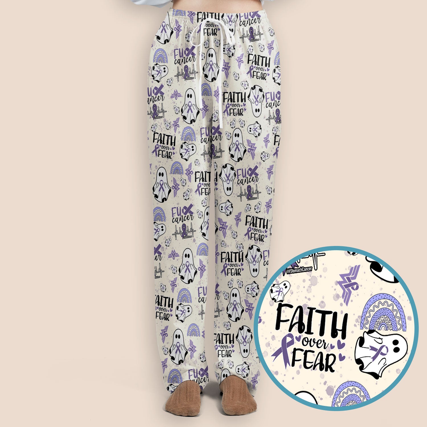 Periwinkle Ribbon Stomach Cancer Scrub Set for Women - Awareness Nurse Scrub Pants and V Neck Top - November Warrior Survivor Gift