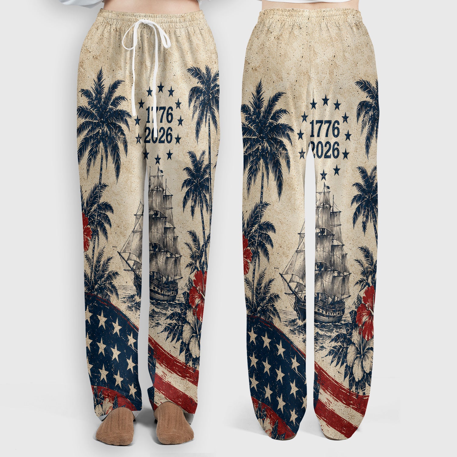America 250 Freedom Print Scrub Set, Scrub Pants and V Neck Top