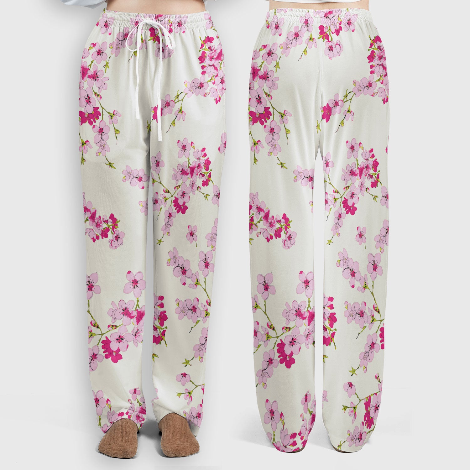 Elegant Cherry Blossom Floral Pattern Scrub Set , Breathable Med Uniform