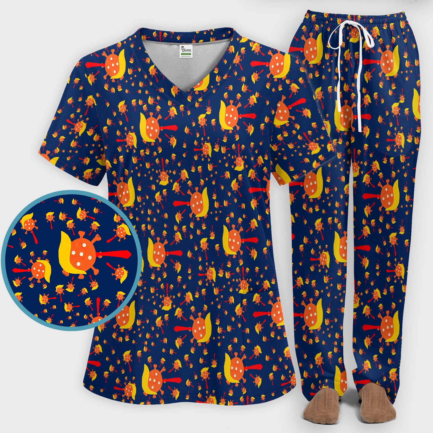 The Deadliest Virus Is Ignorance Scrub Set - Black Nursing Scrubs Pants and V Neck Top - Breathable Fabrics Nursing Uniform