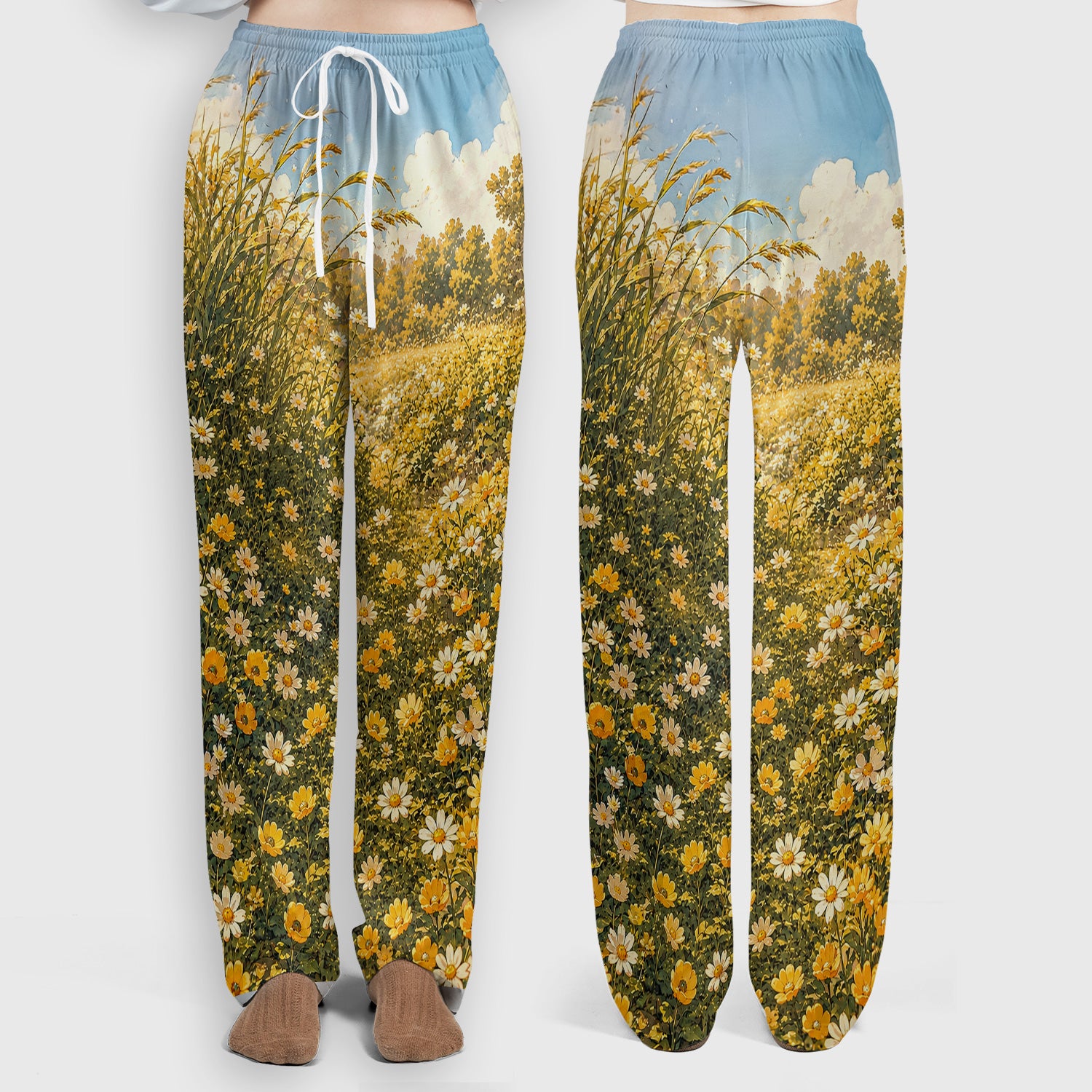 Sunny Garden Cat Nurse Pattern, Floral Medical Scrub Set, Scrub Pants and V Neck Top