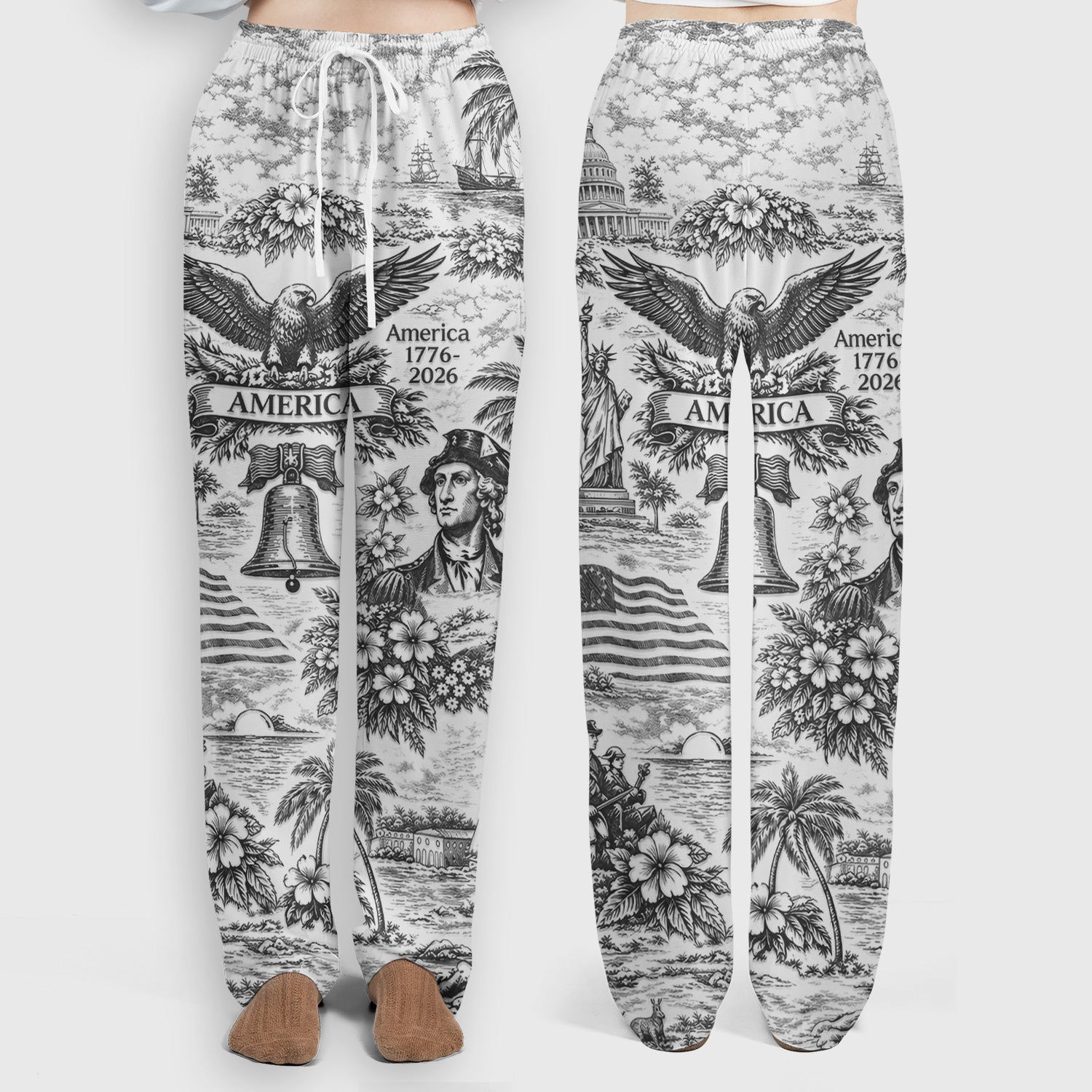 Patriotic America Heritage Toile Pattern Scrub Set, Women's Scrub Sets