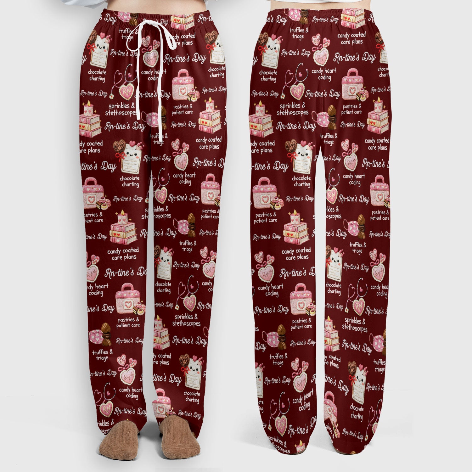 RN Sweets Valentine Stethoscope Scrub Set, Scrub Pants and V Neck Top