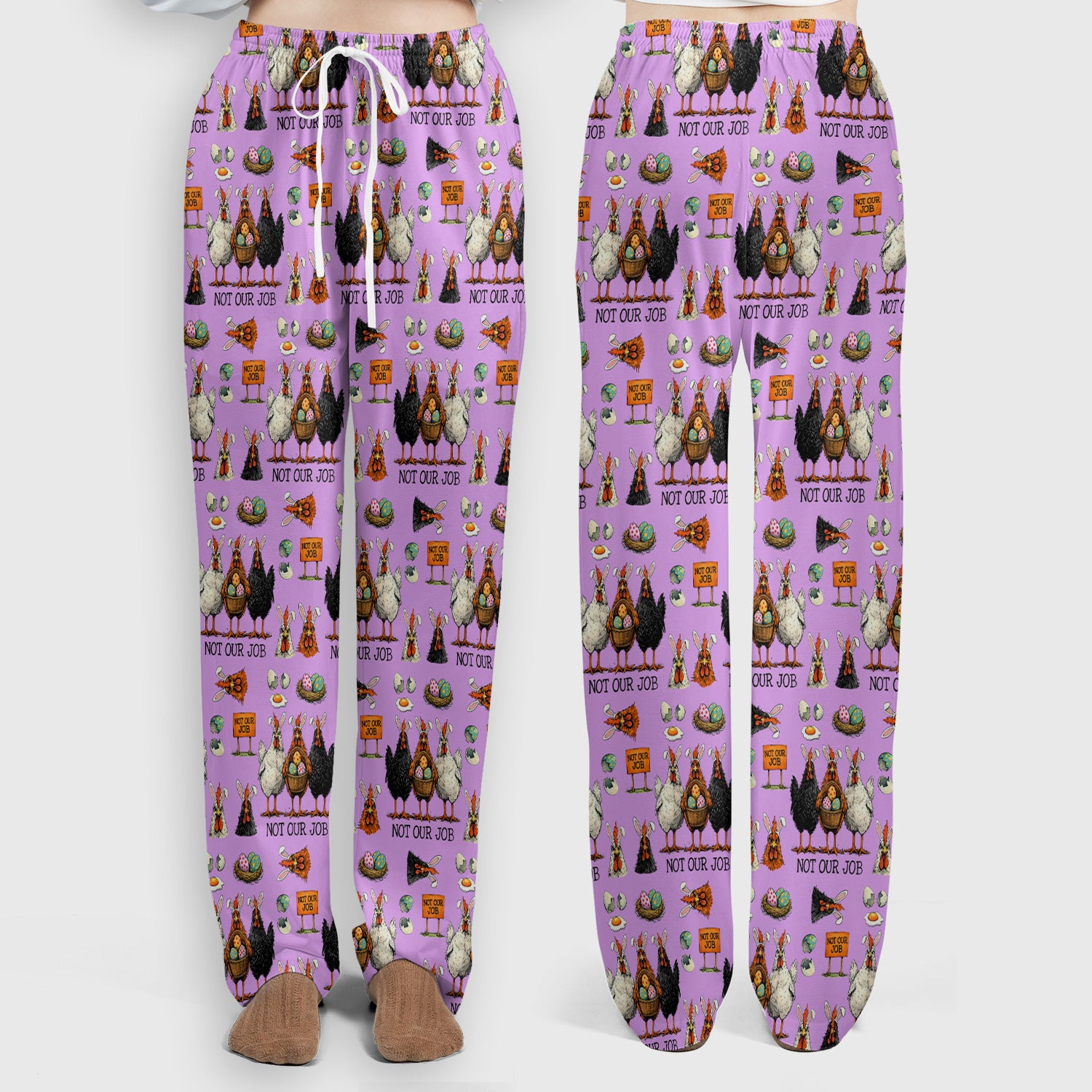 Funny Easter Chicken Humor Pattern Scrub Set, Scrub Pants and V Neck Top
