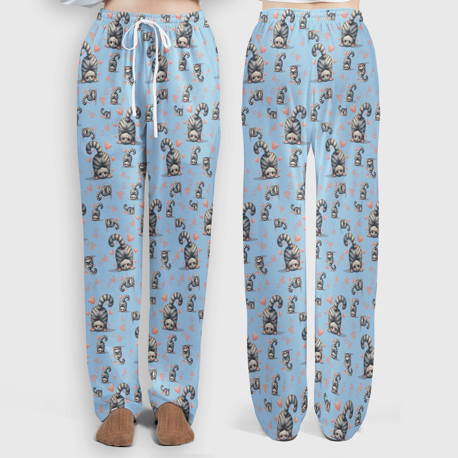 Valentine Cute Cat Scrub Set, Cat Heart Pattern Nurse Uniform, Comfortable Scrubs For Nurses