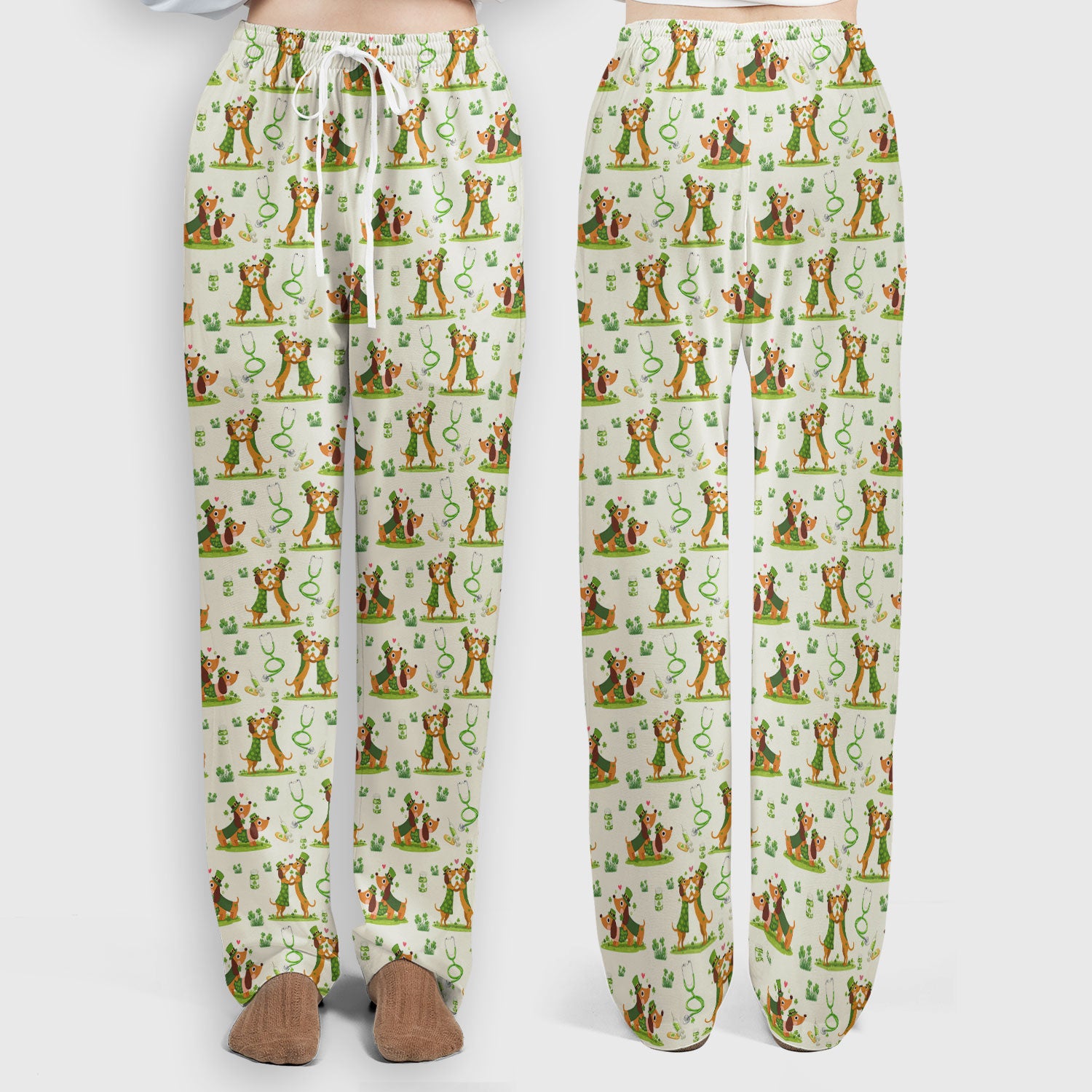 Valentine Cute Dachshund Nurse Set, Dog Heart Pattern, Breathable Nursing Uniform