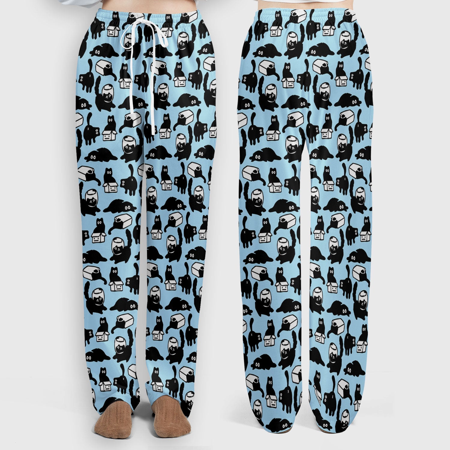 Dark Playful Cat Cartoon Pattern Scrub Set, Breathable Med Uniform