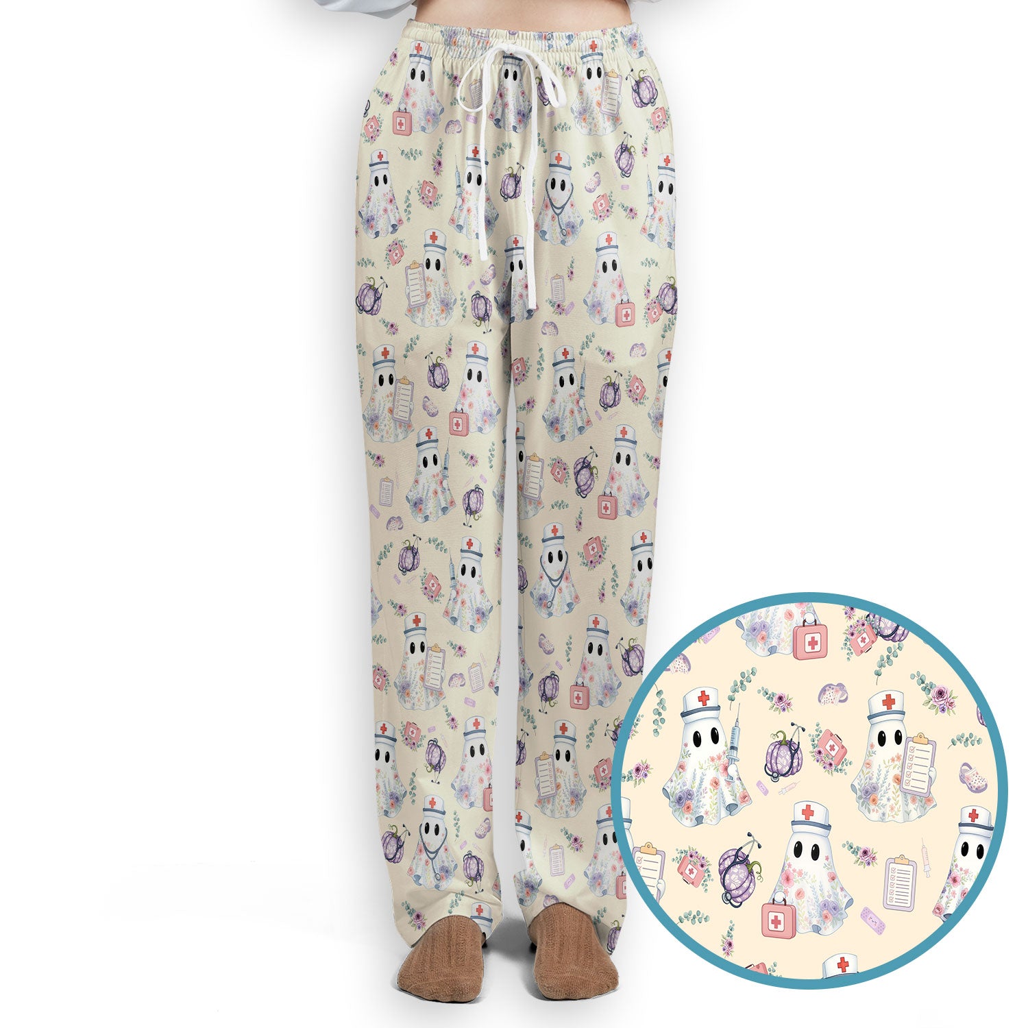 Ghost Nurse Medical Uniform - Cute Boo Halloween Scrub Set - Purple Pumpkin Scrub Pants - Funny Halloween Sweatshirts