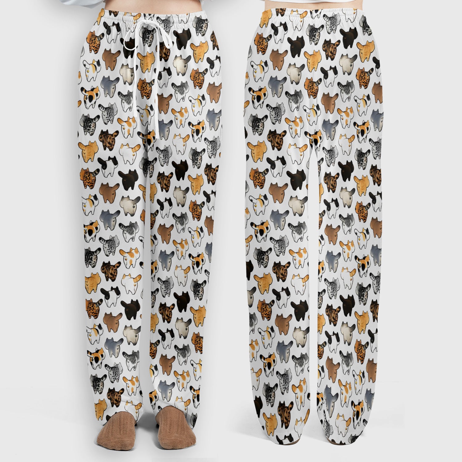 Cat Butt Pattern Medical Scrub Set, Breathable Fabrics Nursing Uniform
