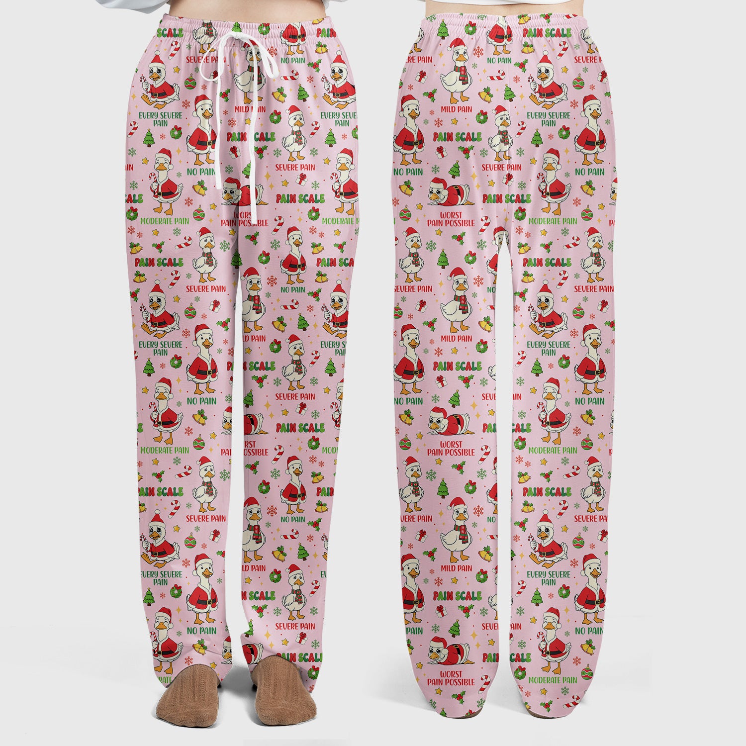 Christmas Nurse Scrub Set - Funny Goose Pain Scale Pants and V Neck Top - Cute Holiday Medical Uniform for RN LPN CNA
