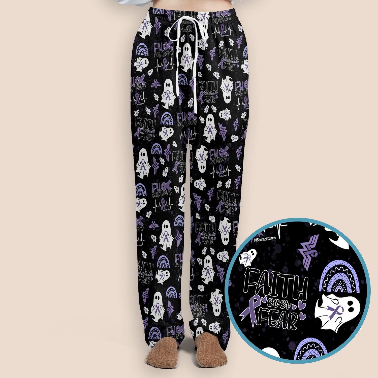 Stomach Cancer Awareness Scrub Sets - Periwinkle Blue Ribbon Survivor Scrub Pants and V Neck Top - November Warrior Gift
