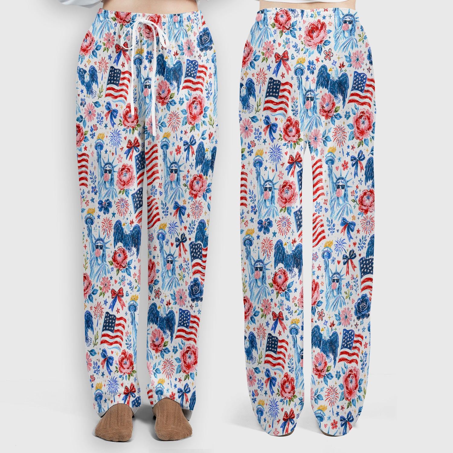 Patriotic Liberty Nurse Pattern Scrub Set, Scrub Pants and V Neck Top