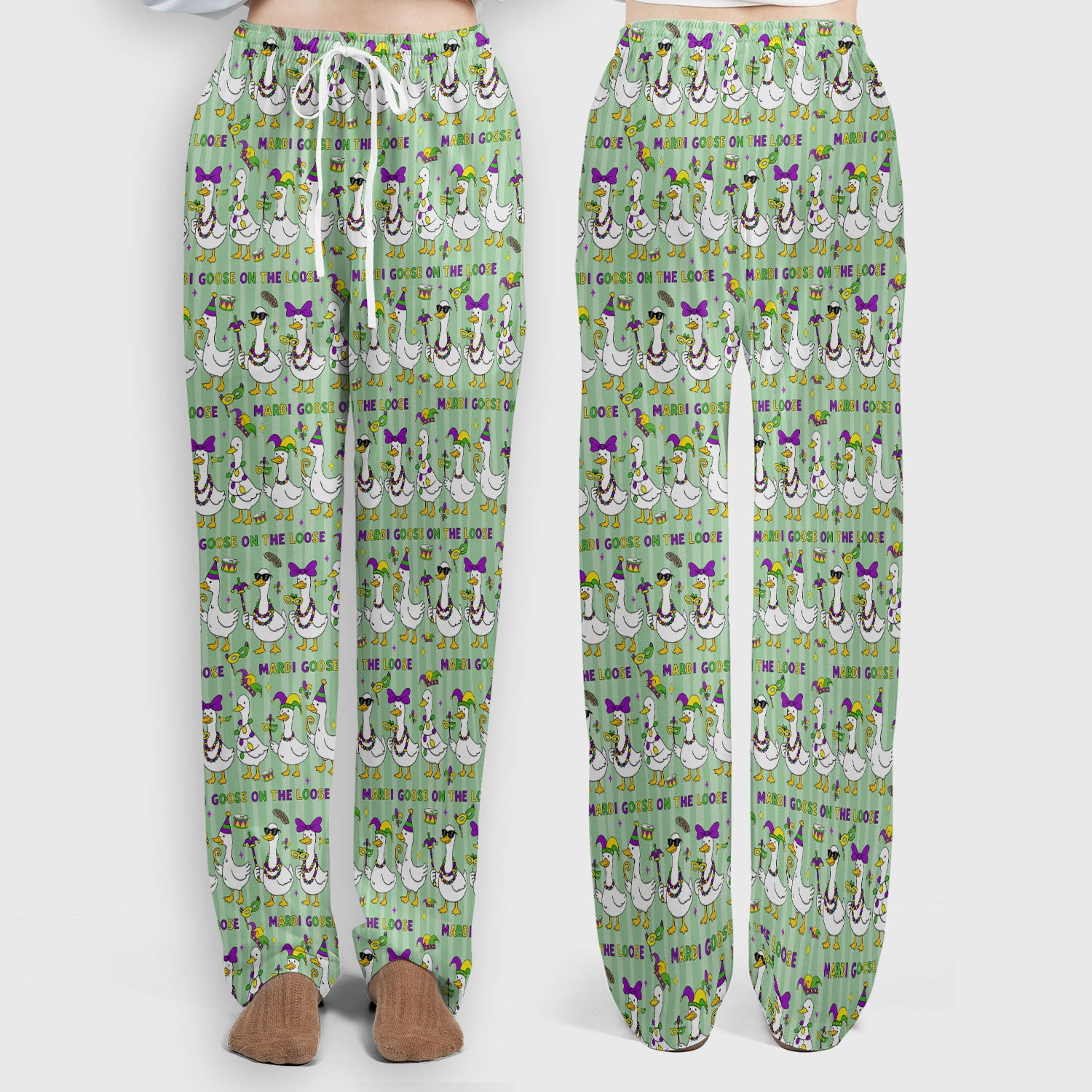 Mardi Gras Goose Nurse Scrub Set, Funny Carnival Medical Pattern Nurse Shirt, Breathable Fabrics Nursing Uniform