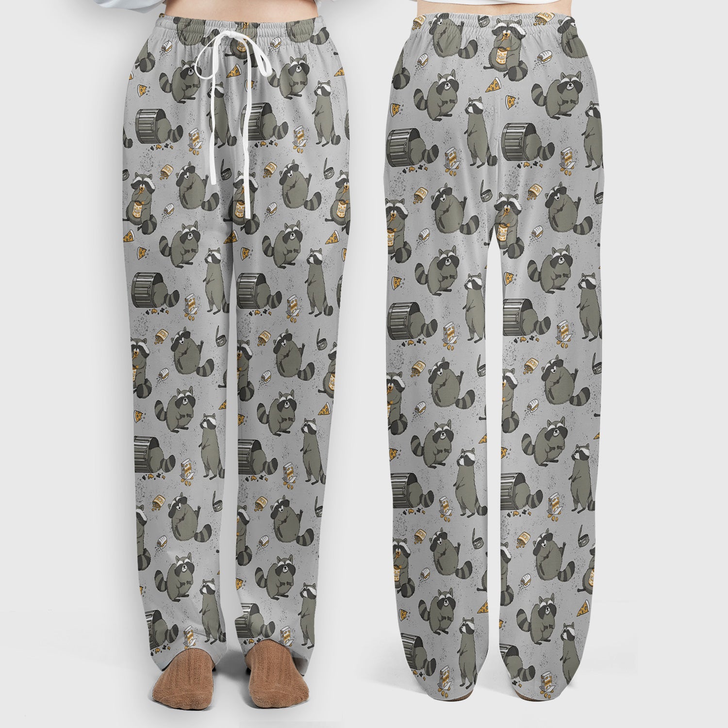 Raccoon Snack And Trash Can Pattern Scrub Set, Breathable Med Uniform