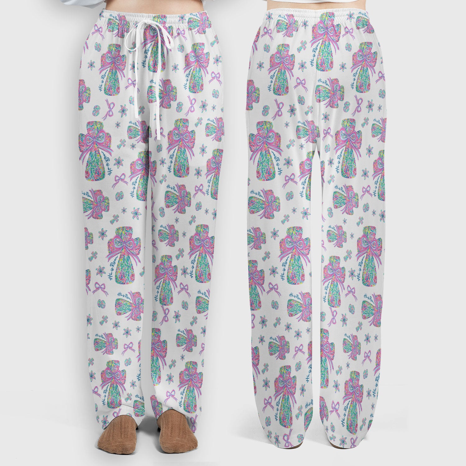 Colorful Bow Pattern Women's Scrub Sets, Breathable Med Uniform