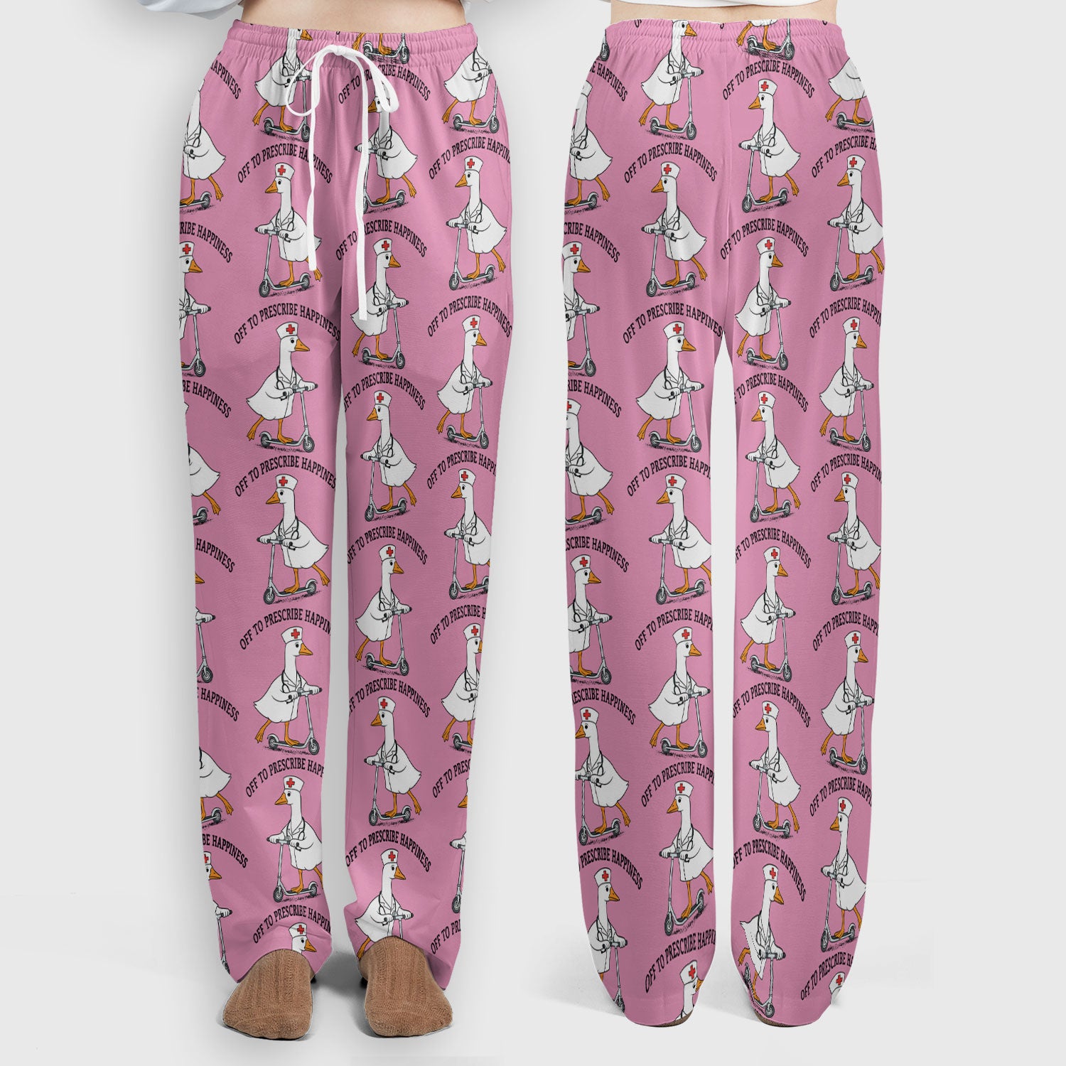 Nurse Goose Scooter Print Scrub Set, Breathable Med Uniform