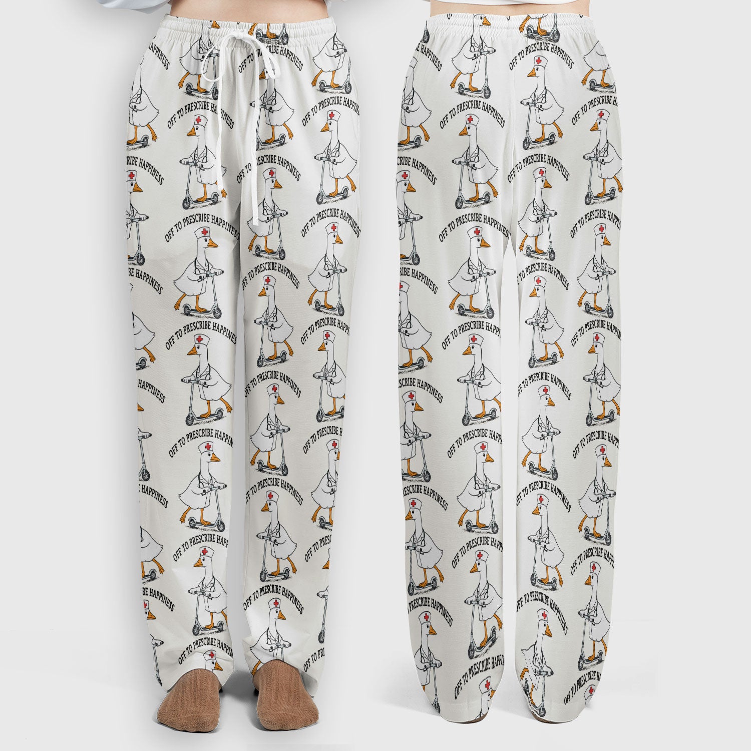 Nurse Goose Scooter Print Scrub Set, Breathable Med Uniform