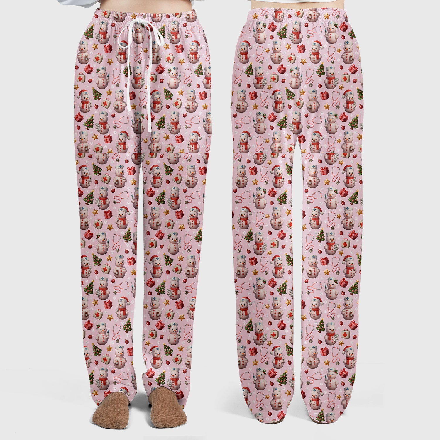 Snowman Pattern Christmas Scrub Set - Cute Holiday Medical Scrubs for Women - Funny Festive Nurse Gift for RN LPN CNA