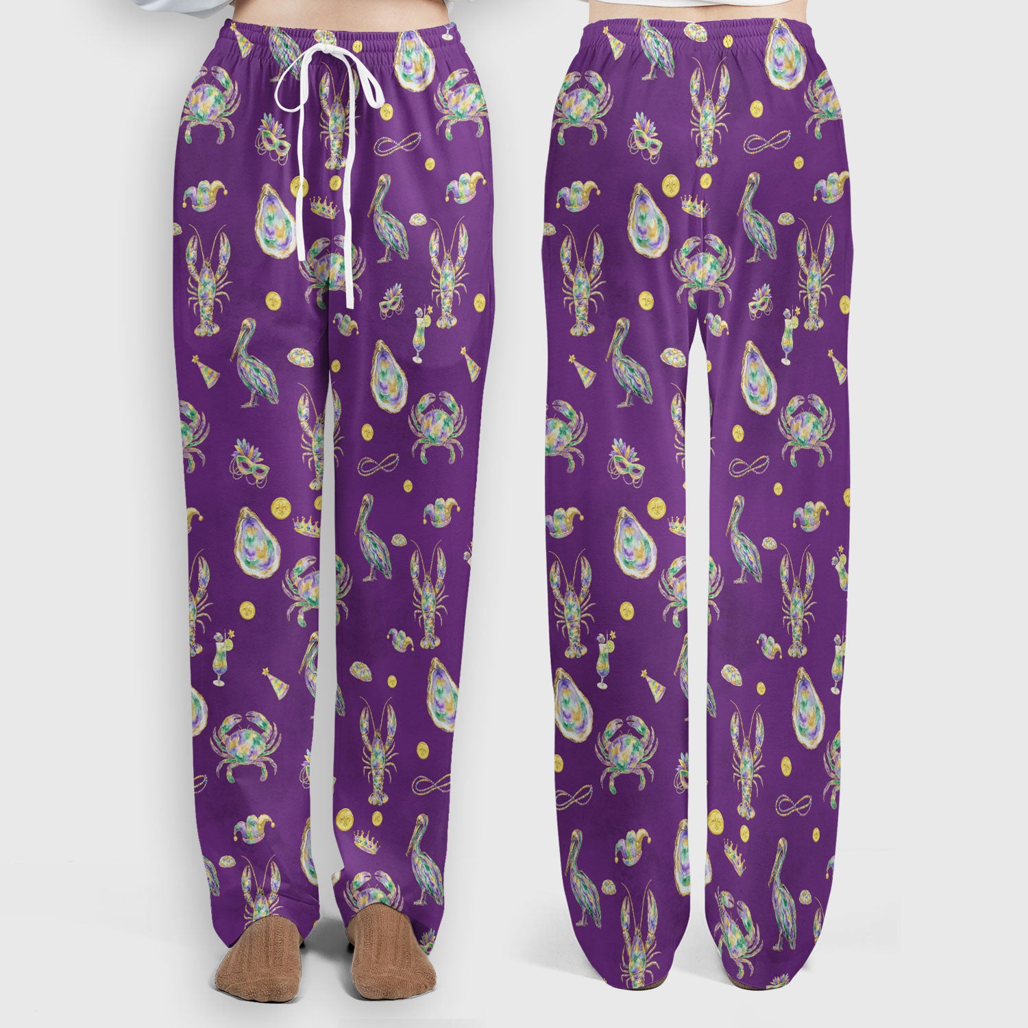 Mardi Gras Seafood Nurse Scrub Set, Comfortable Uniform Scrubs For Nursing