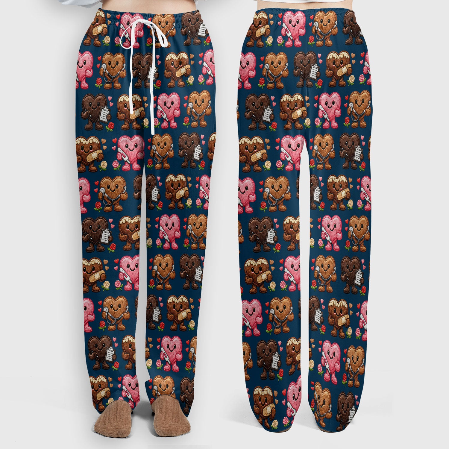 Valentine Heart Nurse Scrub Set, Cute Medical Love Pattern Shirt, Breathable Fabrics Nursing Uniform