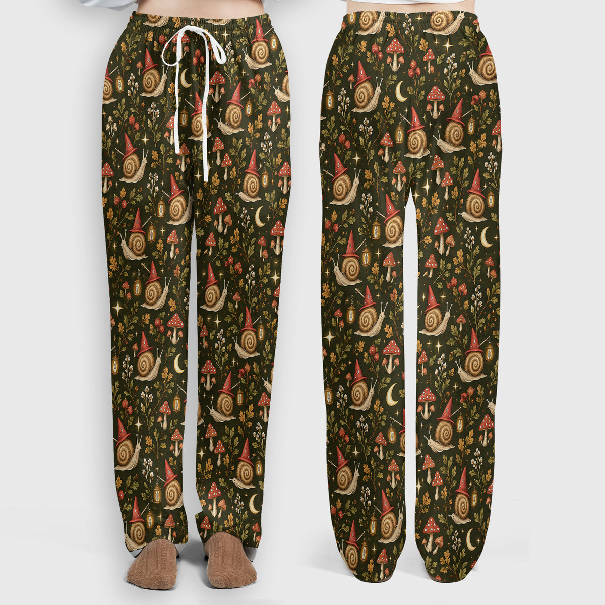 Halloween Witch Snails And Mushrooms Scrub Set, Scrub Pants and V Neck Top