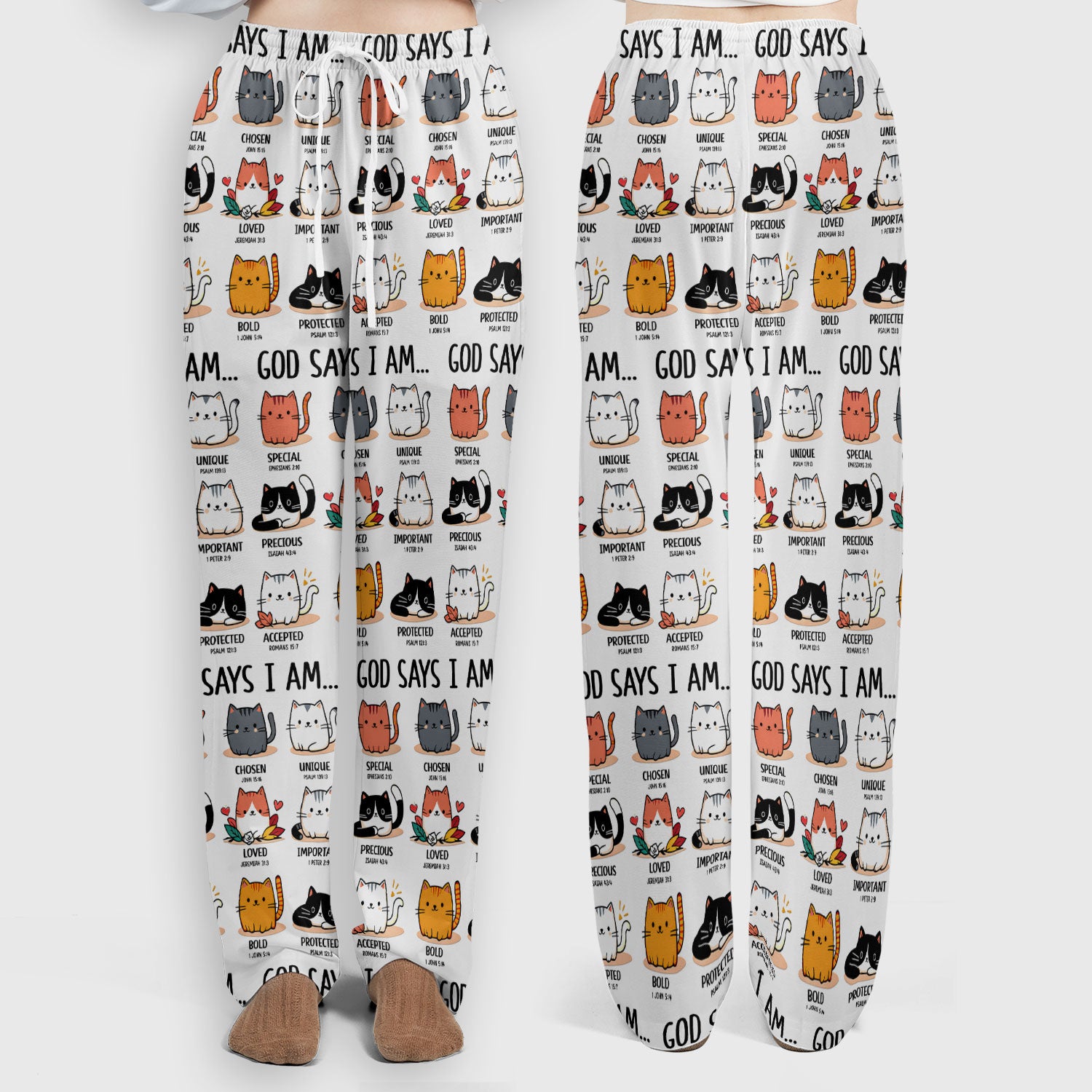 Cute Christian Cat God Says I Am Women's Scrub Set, Breathable Med Uniform