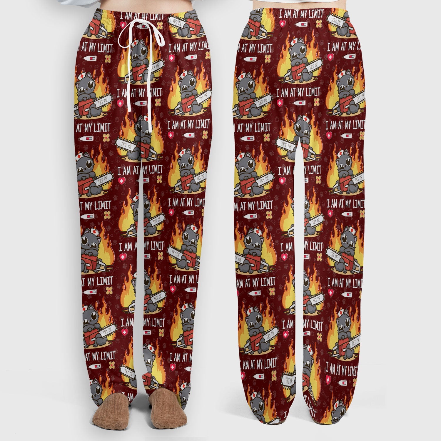 Funny Nurse Cat I Am At My Limit Women's Scrub Set, Breathable Med Uniform