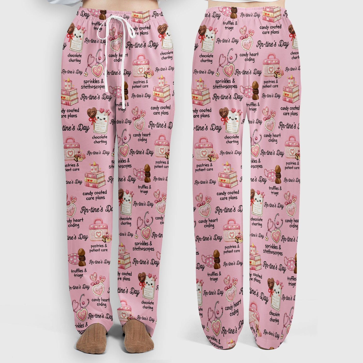 RN Sweets Valentine Stethoscope Scrub Set, Scrub Pants and V Neck Top