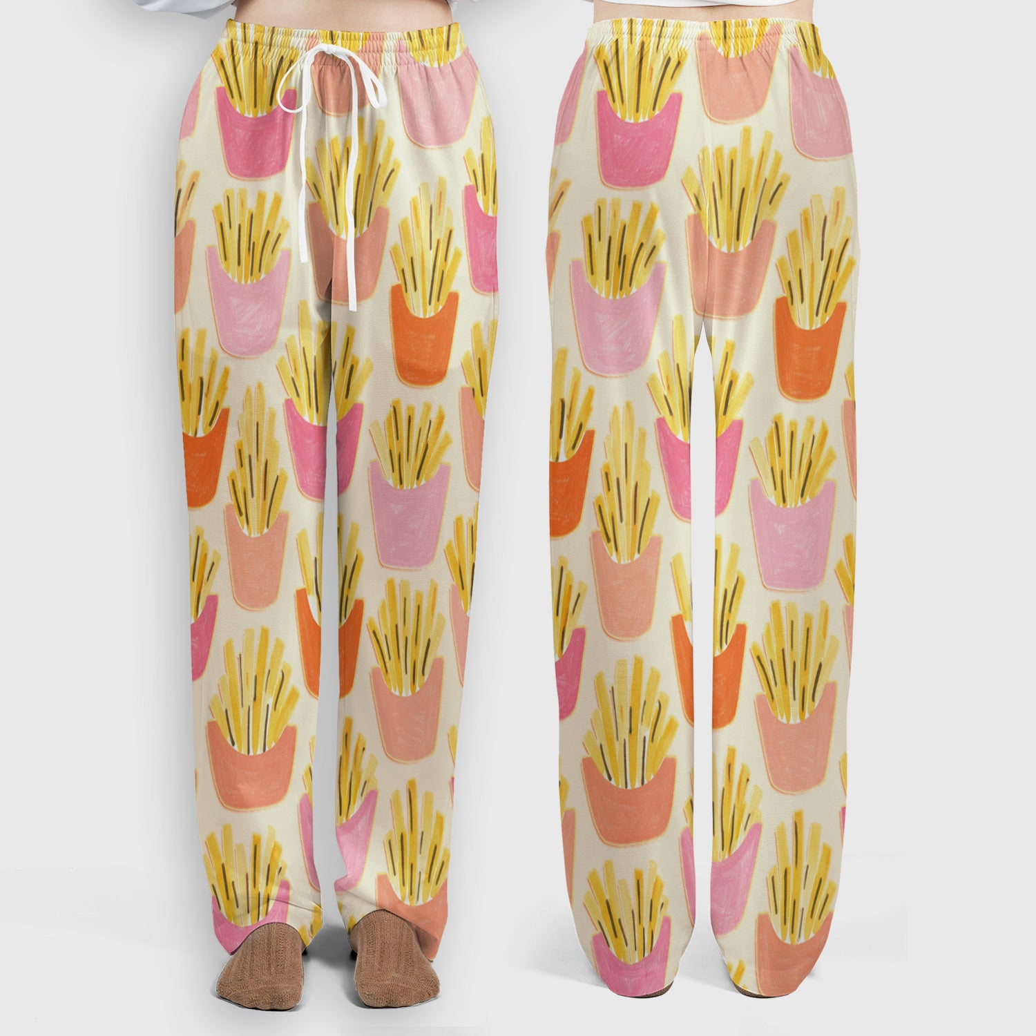 Funny French Fries Snack Food Pattern Scrub Set, Breathable Med Uniform