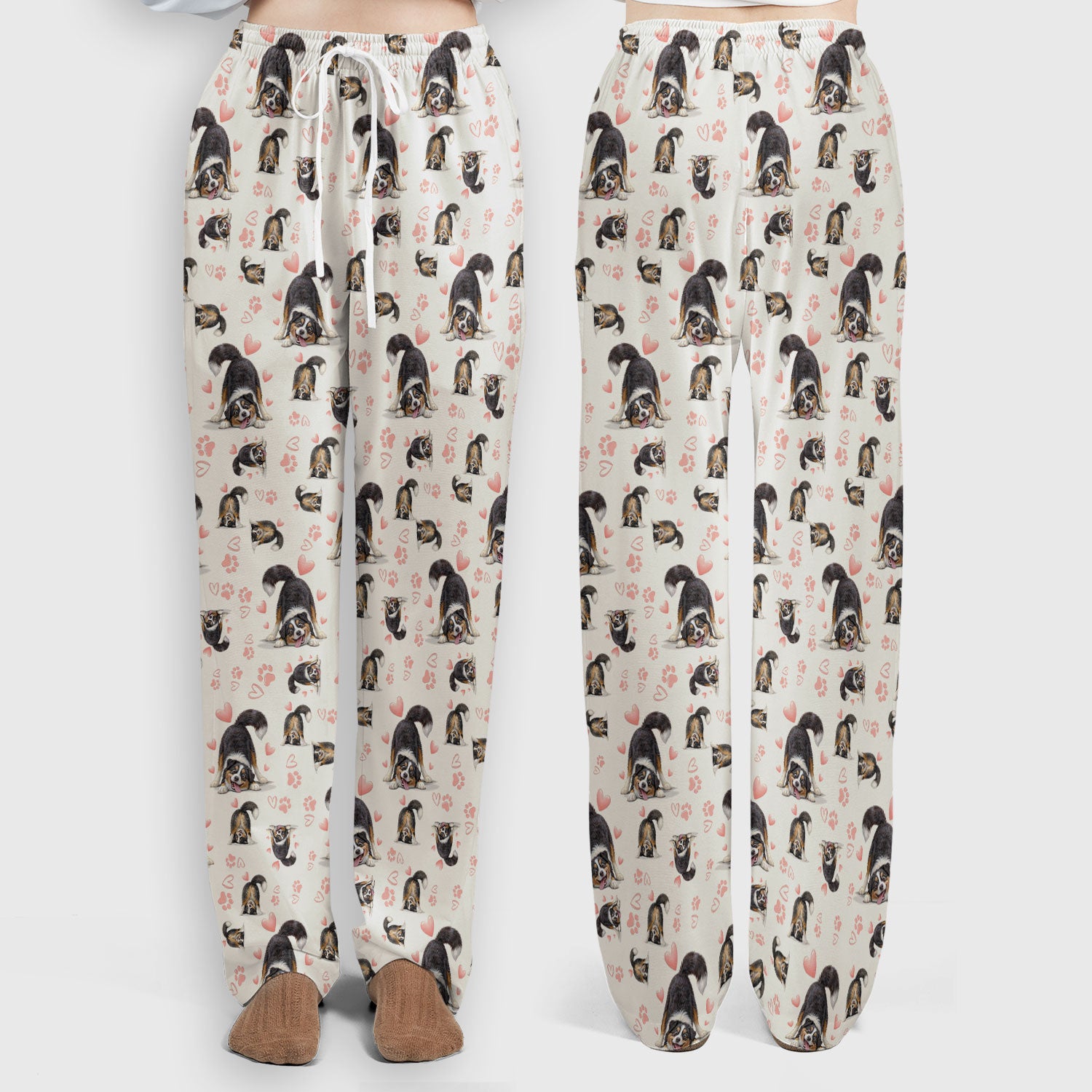 Playful Dog Heart Medical Print Scrub Set, Breathable Med Uniform