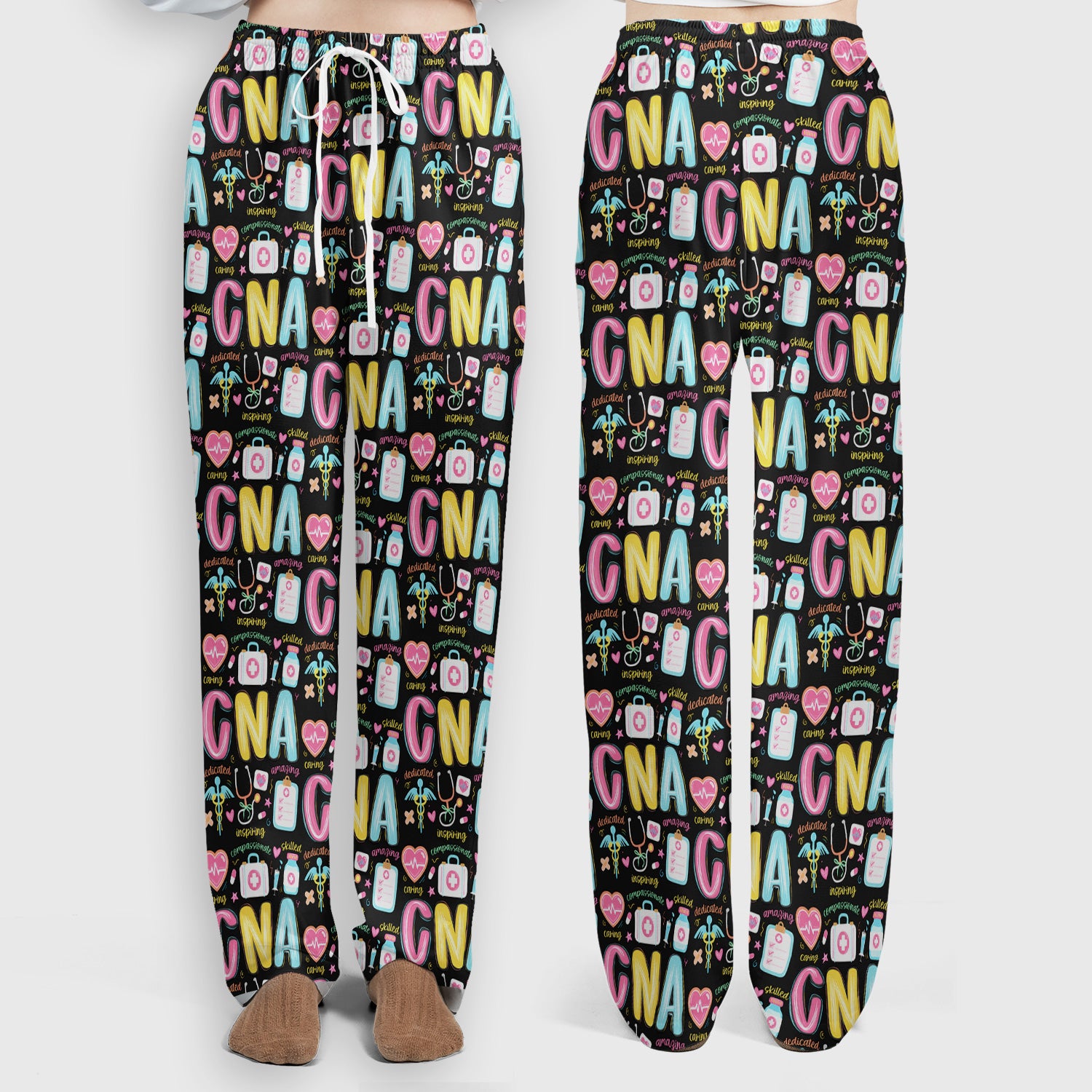 CNA Nurse Appreciation Pattern Scrub Set, Breathable Med Uniform