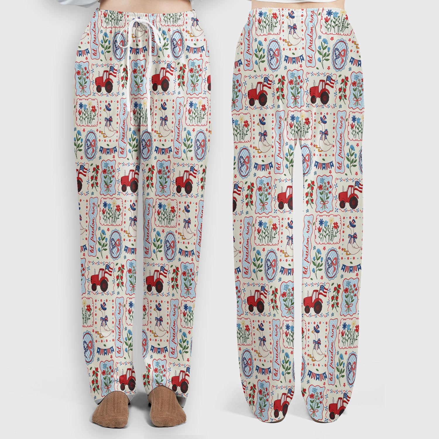 Patriotic Farm Goose Nurse Scrub Top for RN, CNA, Healthcare Workers, Americana Uniform Scrub Set, Scrub Pants and V Neck Top