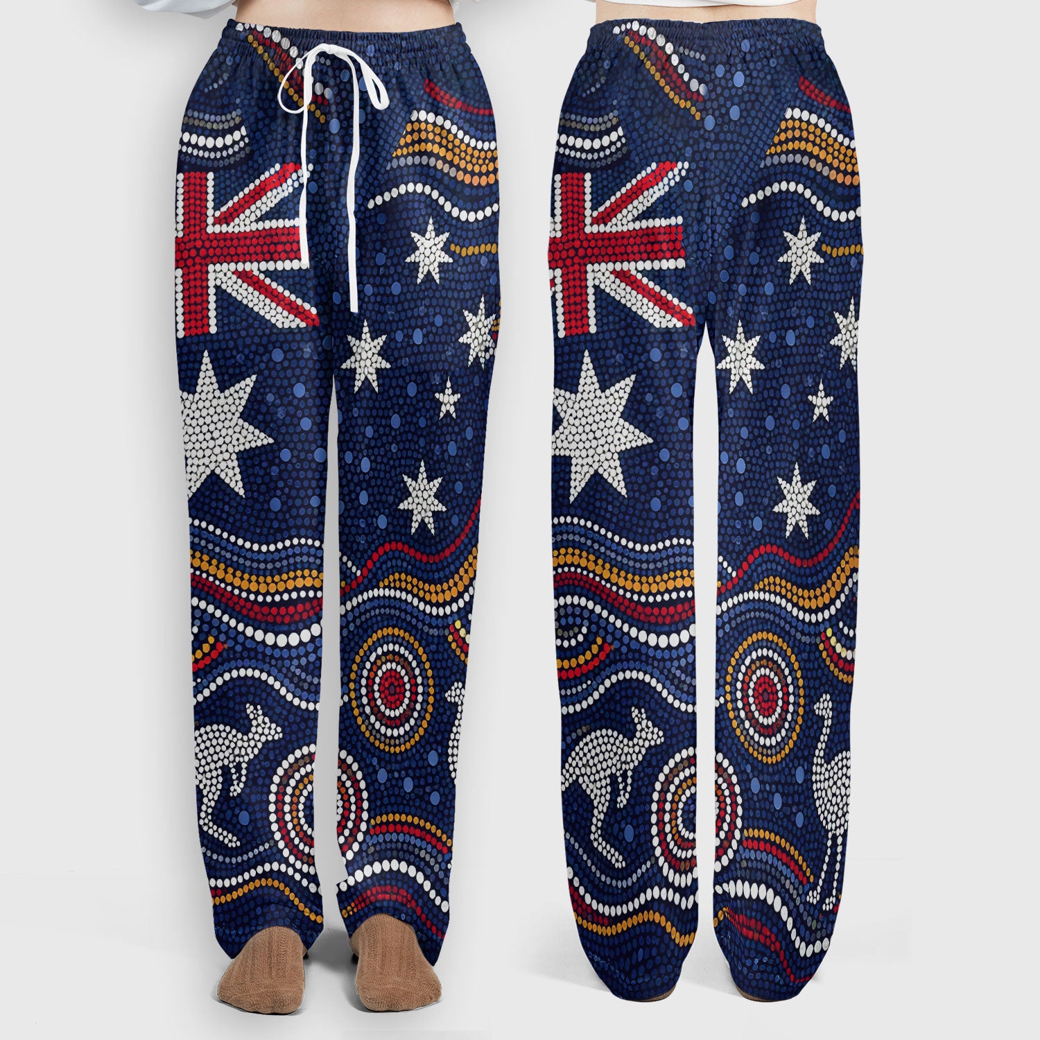 Australian Aboriginal Art Pattern Nurse Scrub Set, Kangaroo Dot Nurses Shirt For Women, Breathable Fabrics Nursing Uniform