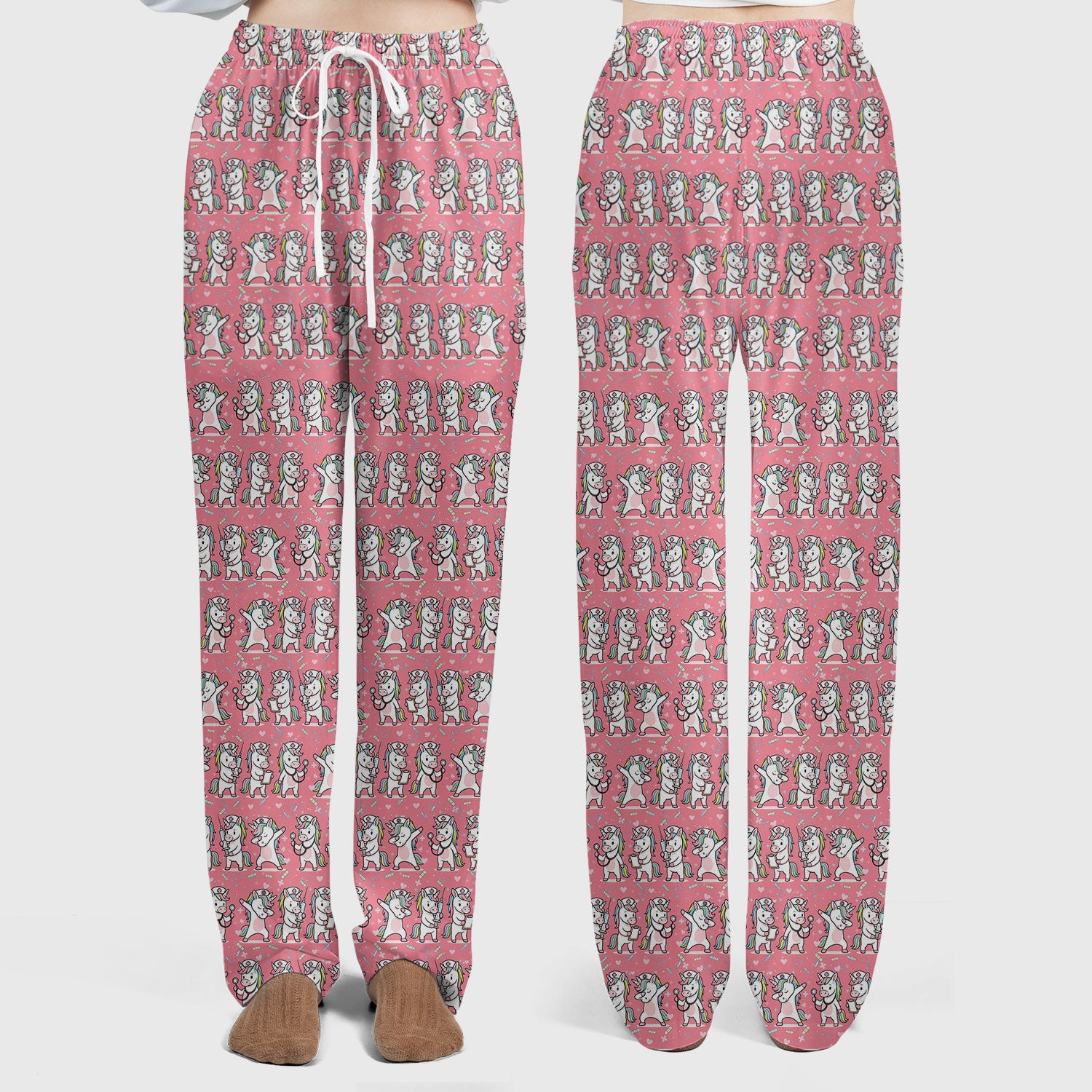 Cute Unicorn Nurse Scrub Set, Playful Medical Cartoon Nursing Shirt, Breathable Fabrics Nurse Uniform