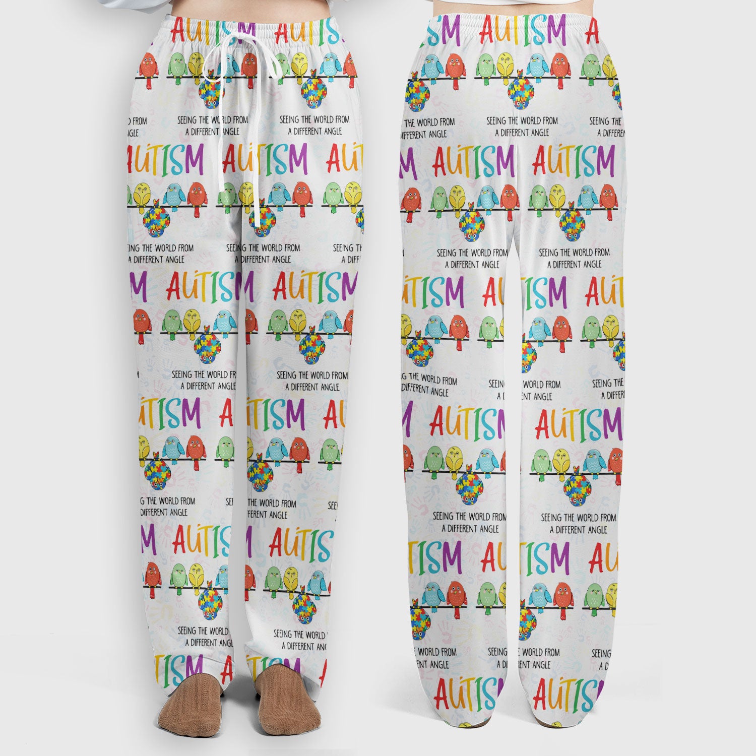 Autism Seeing The World From A Different Angle Birds Scrub Set, Breathable Med Uniform