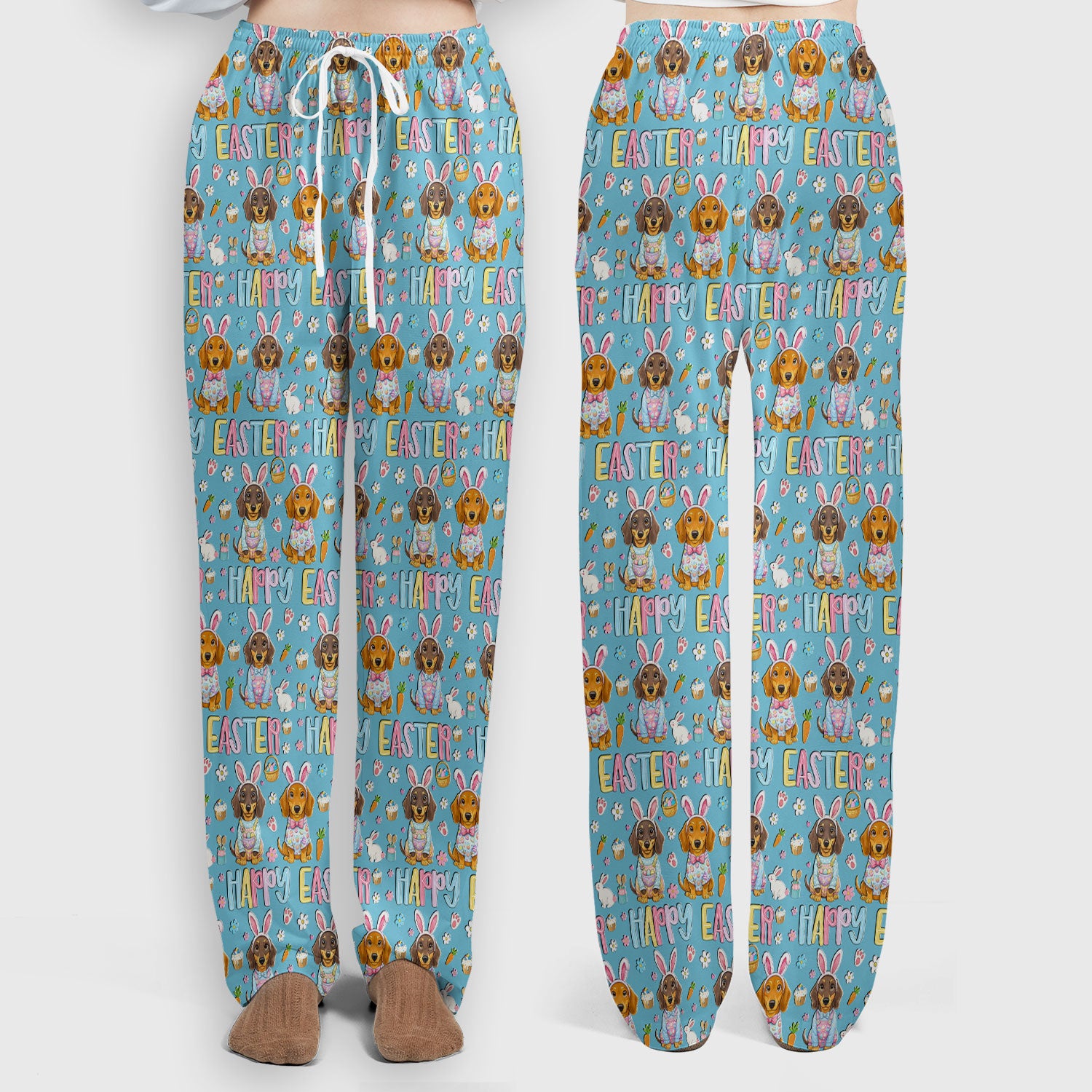 Happy Easter Dachshund Puppy Pattern Scrub Set, Breathable Med Uniform