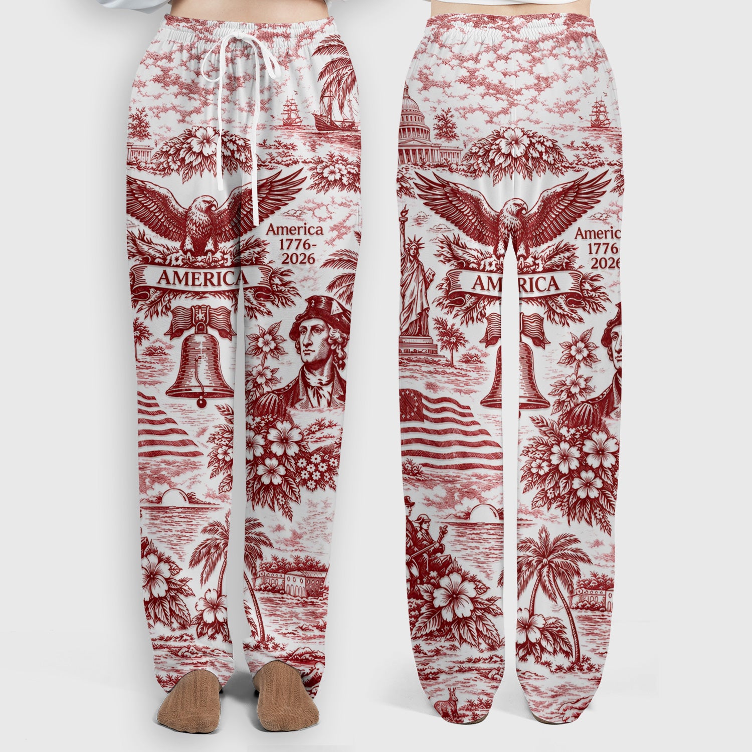Patriotic America Heritage Toile Pattern Scrub Set, Women's Scrub Sets