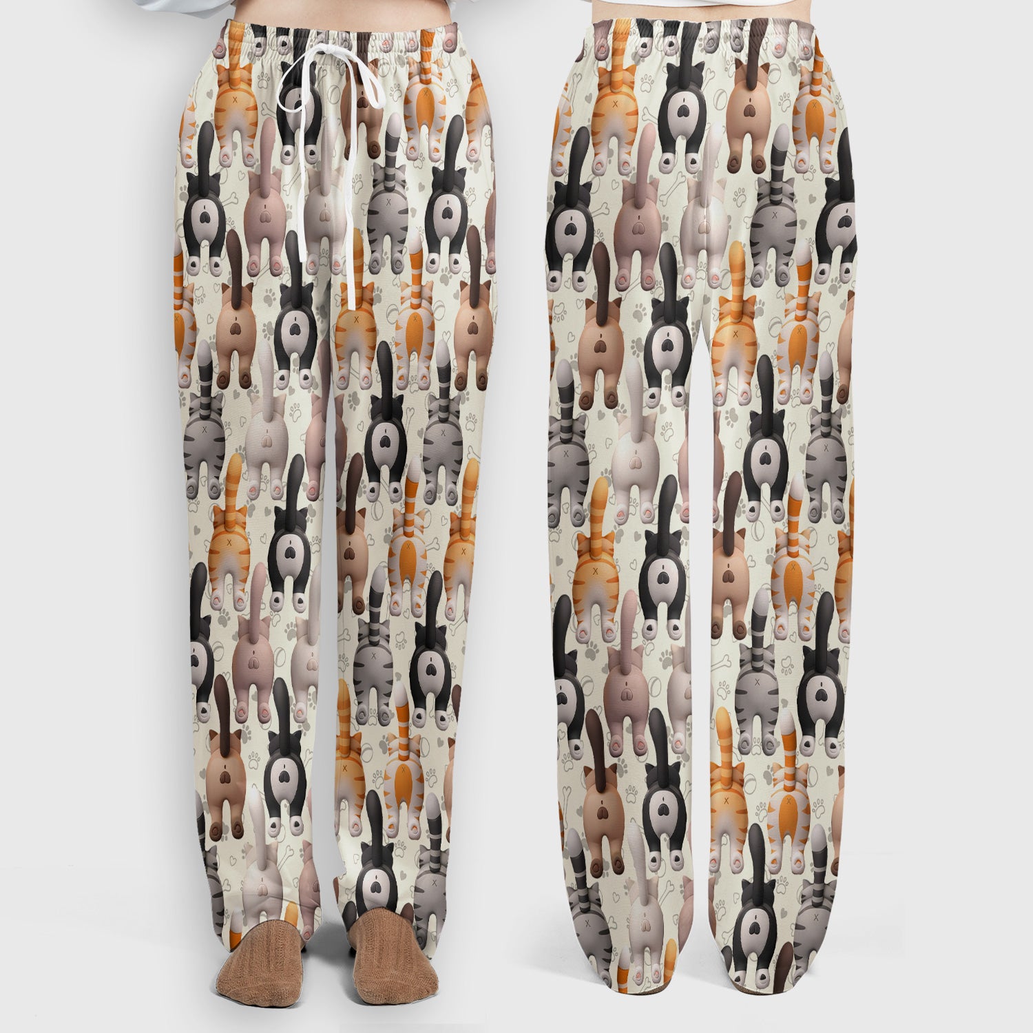 Funny Cat Butt Paw Print Pattern Scrub Set, Nurse Uniform Scrubs Set