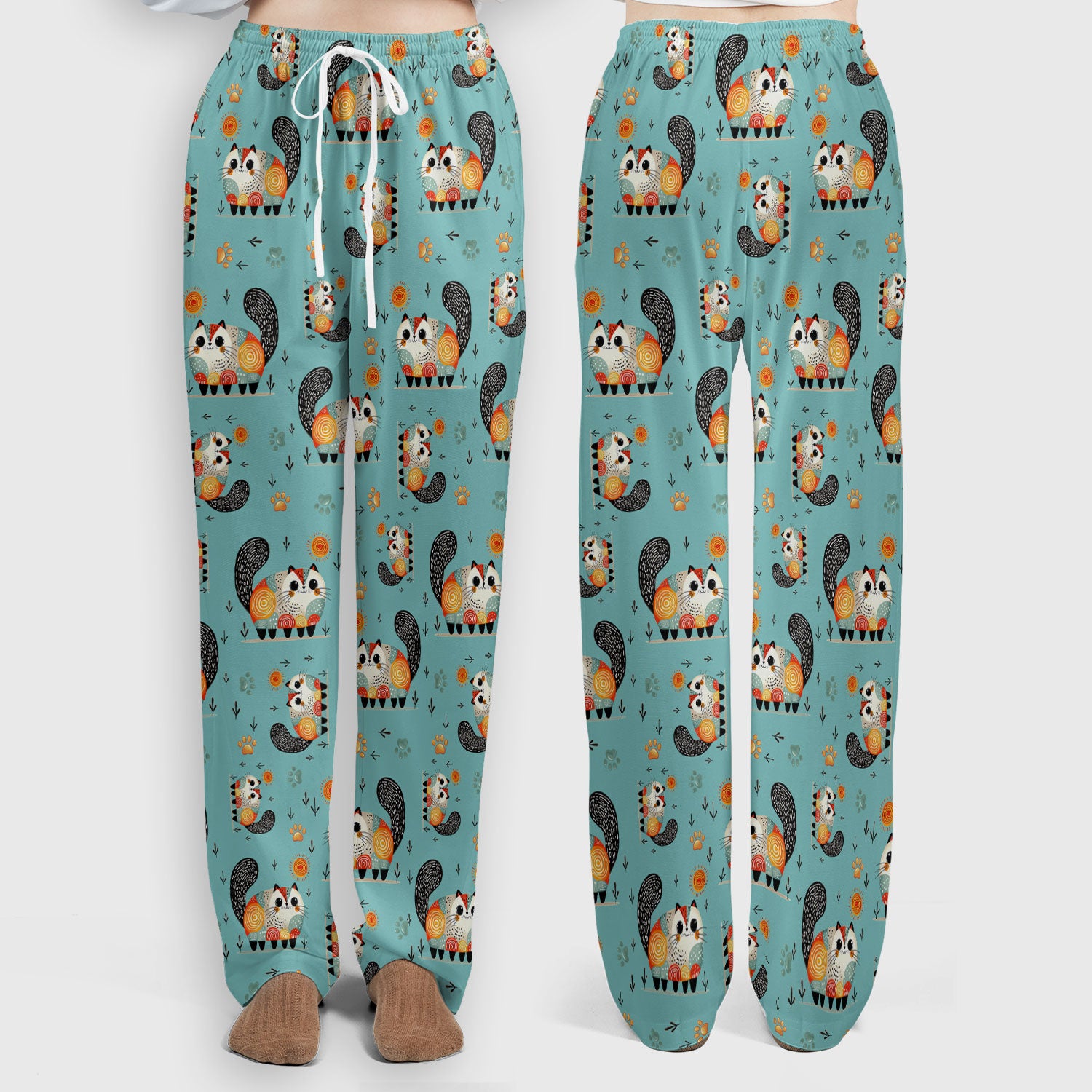 Playful Cat Illustration Women's Scrub Set, Breathable Med Uniform