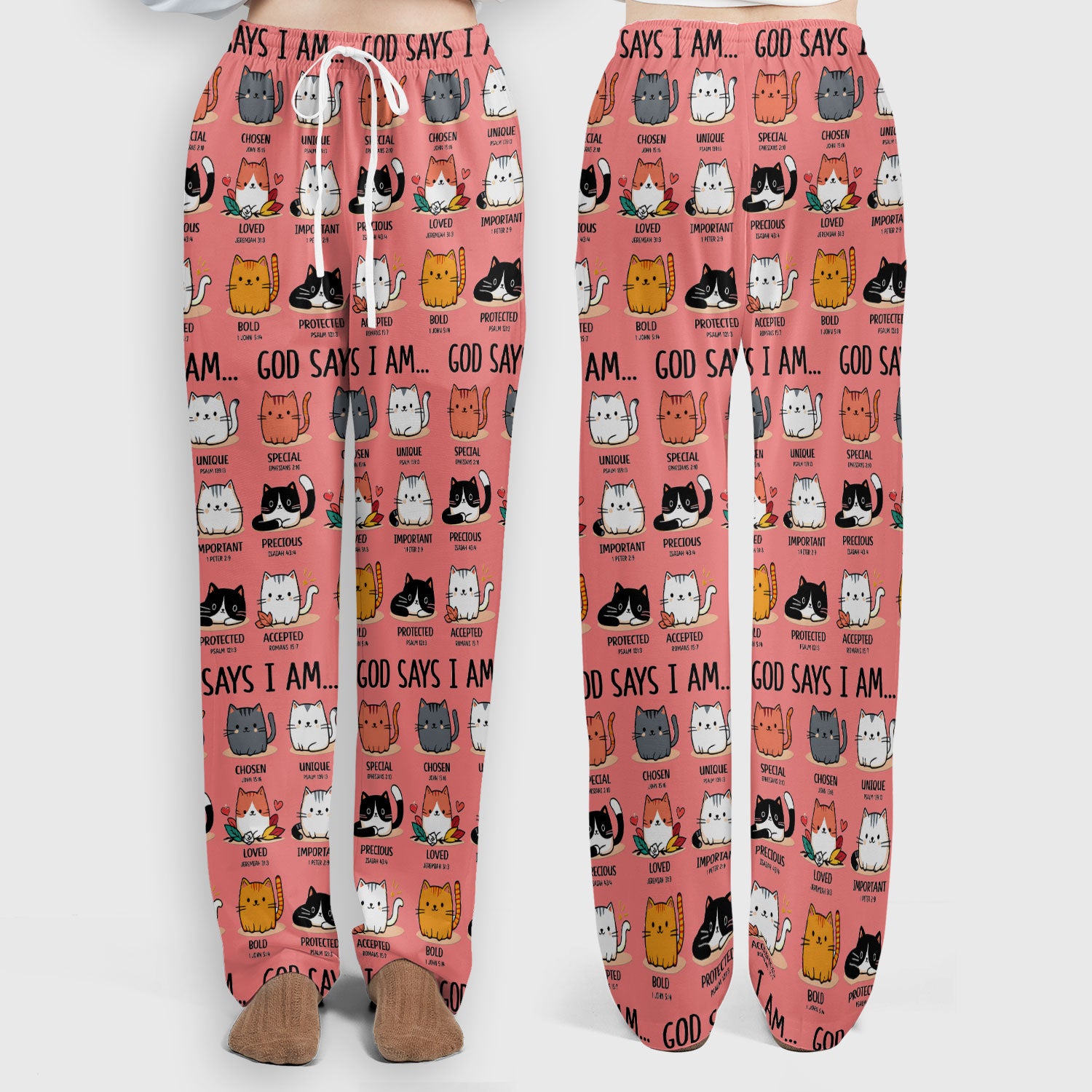 Cute Christian Cat God Says I Am Women's Scrub Set, Breathable Med Uniform