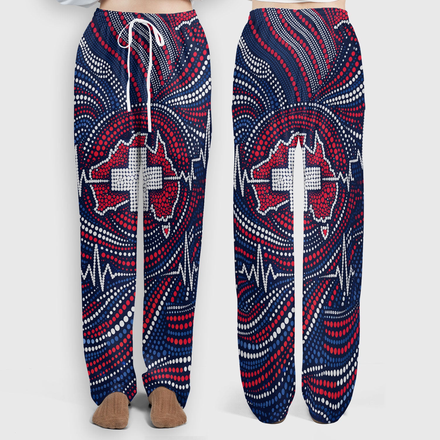Dot Art Medical Cross Heartbeat Print Scrub, Women's Scrub Sets